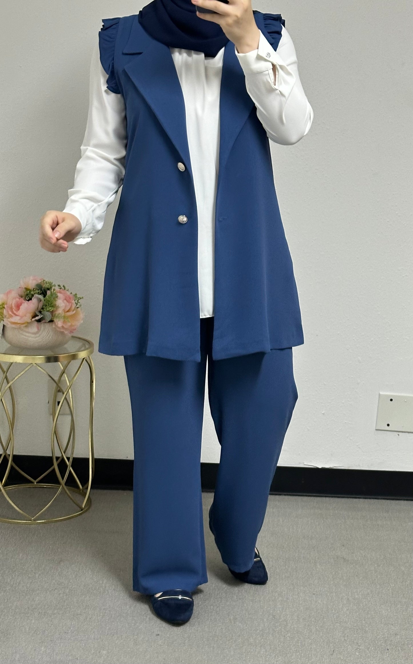 three pieces set with white shirt underneath