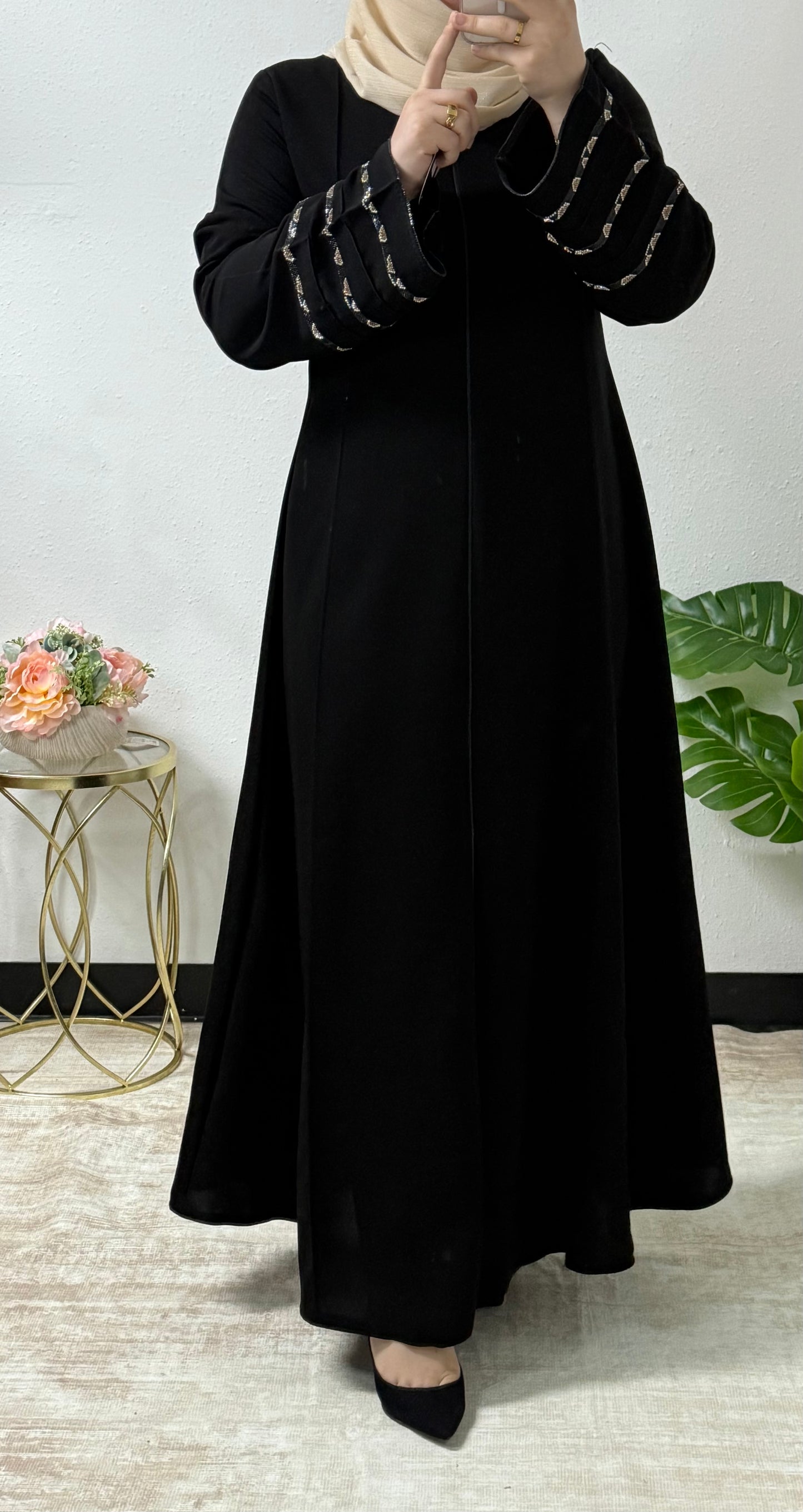 Embellished Rhinestone Abaya