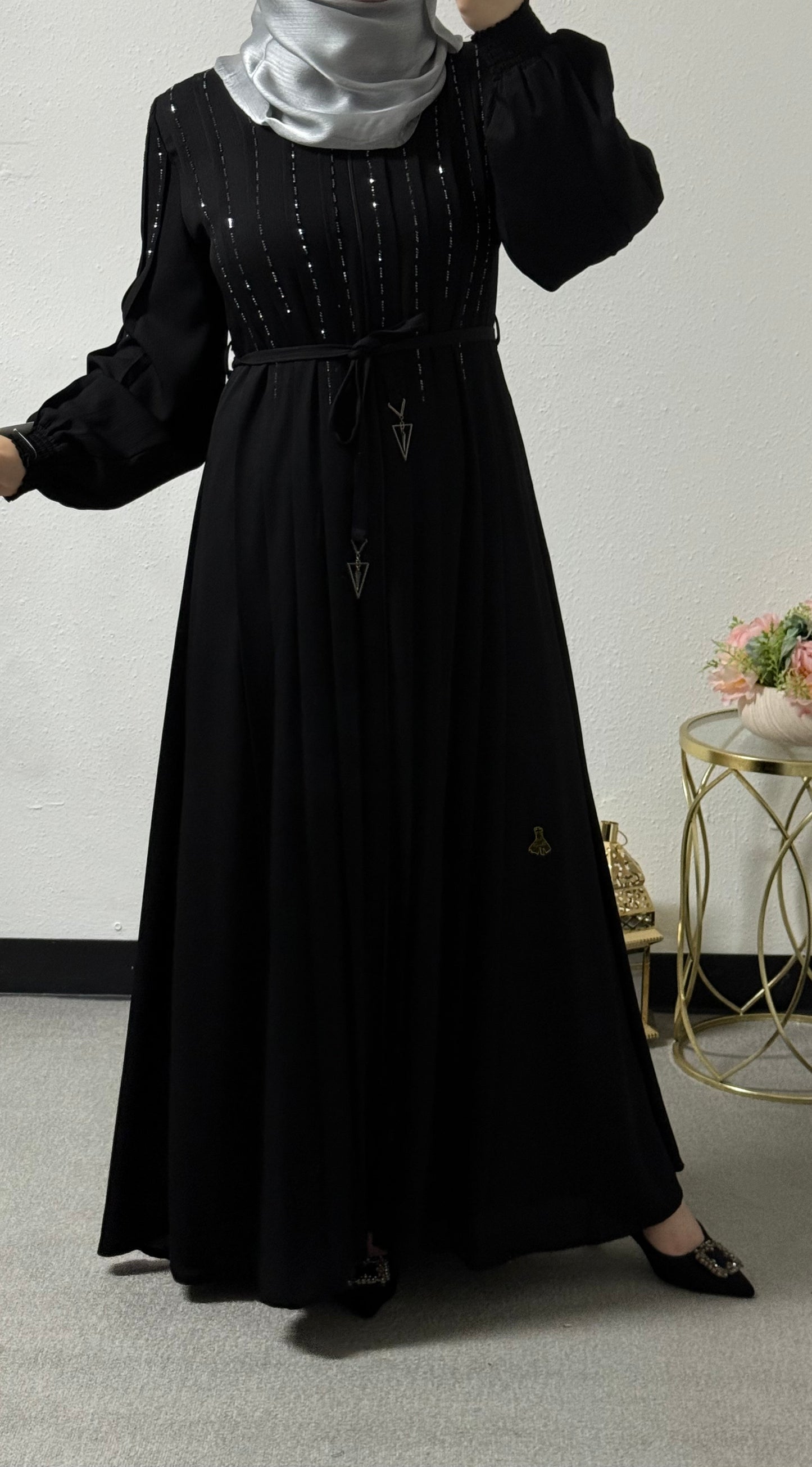 Intricate beads abaya
