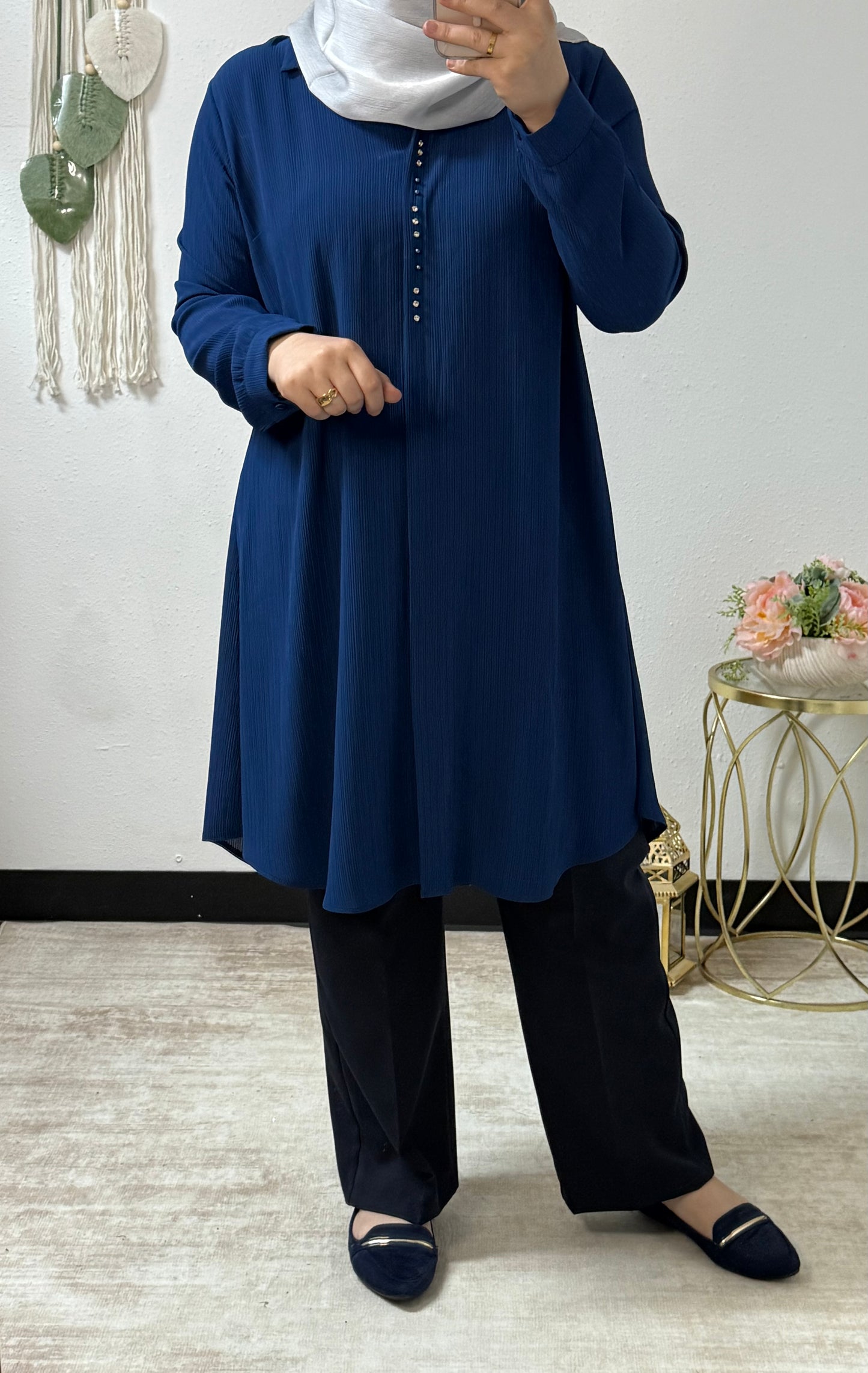 Collared Crinkle Long Shirt
