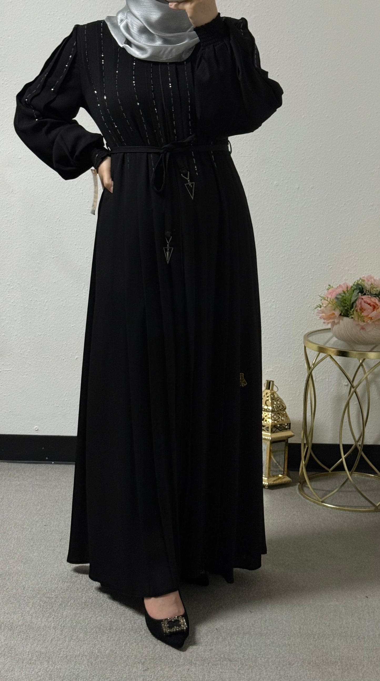 Intricate beads abaya