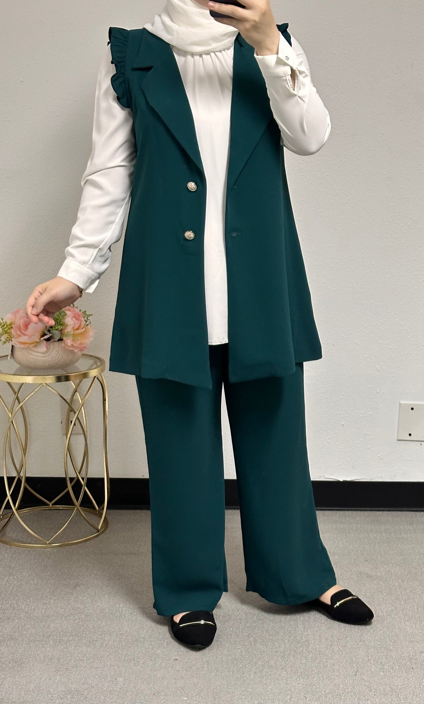 three pieces set with white shirt underneath