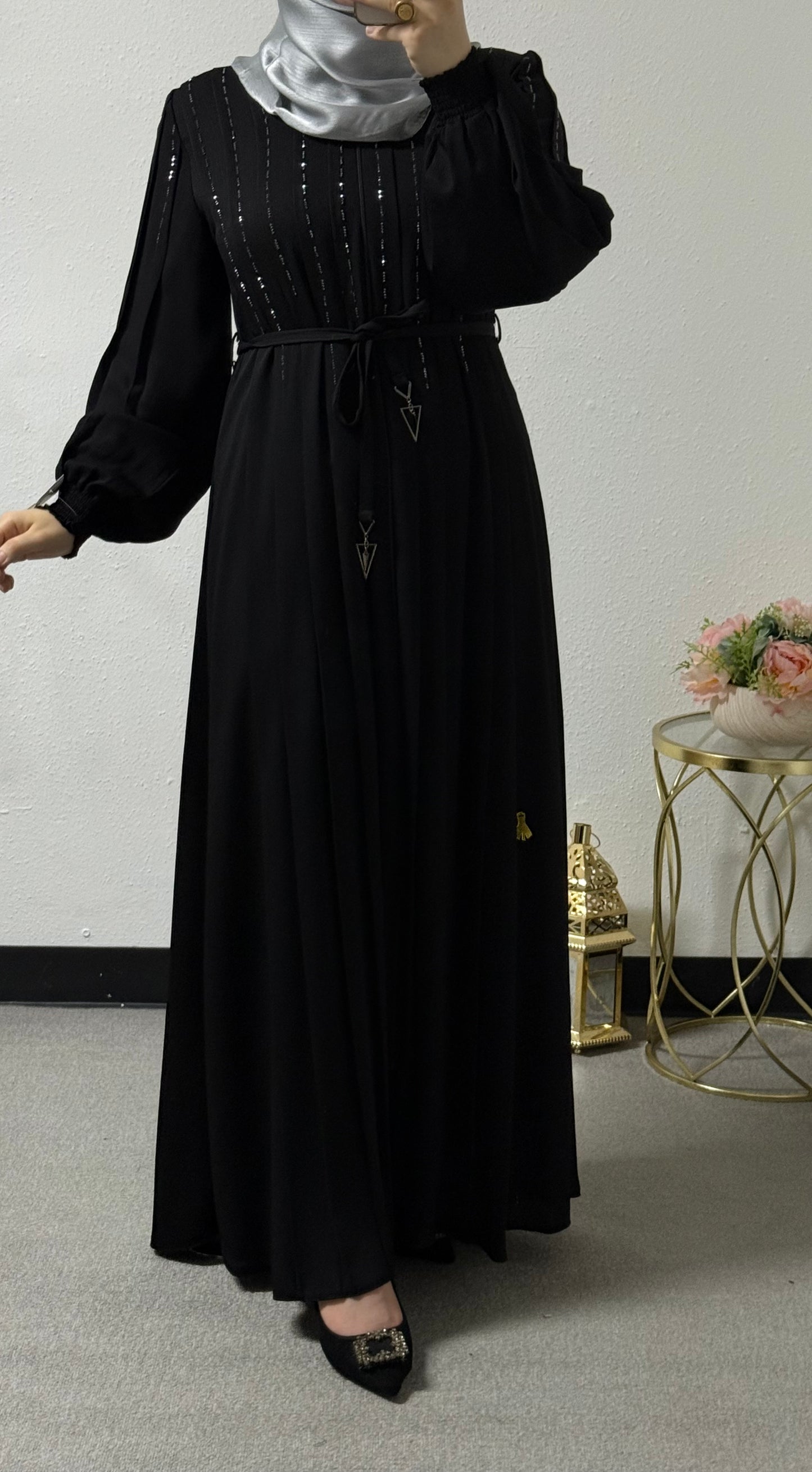 Intricate beads abaya