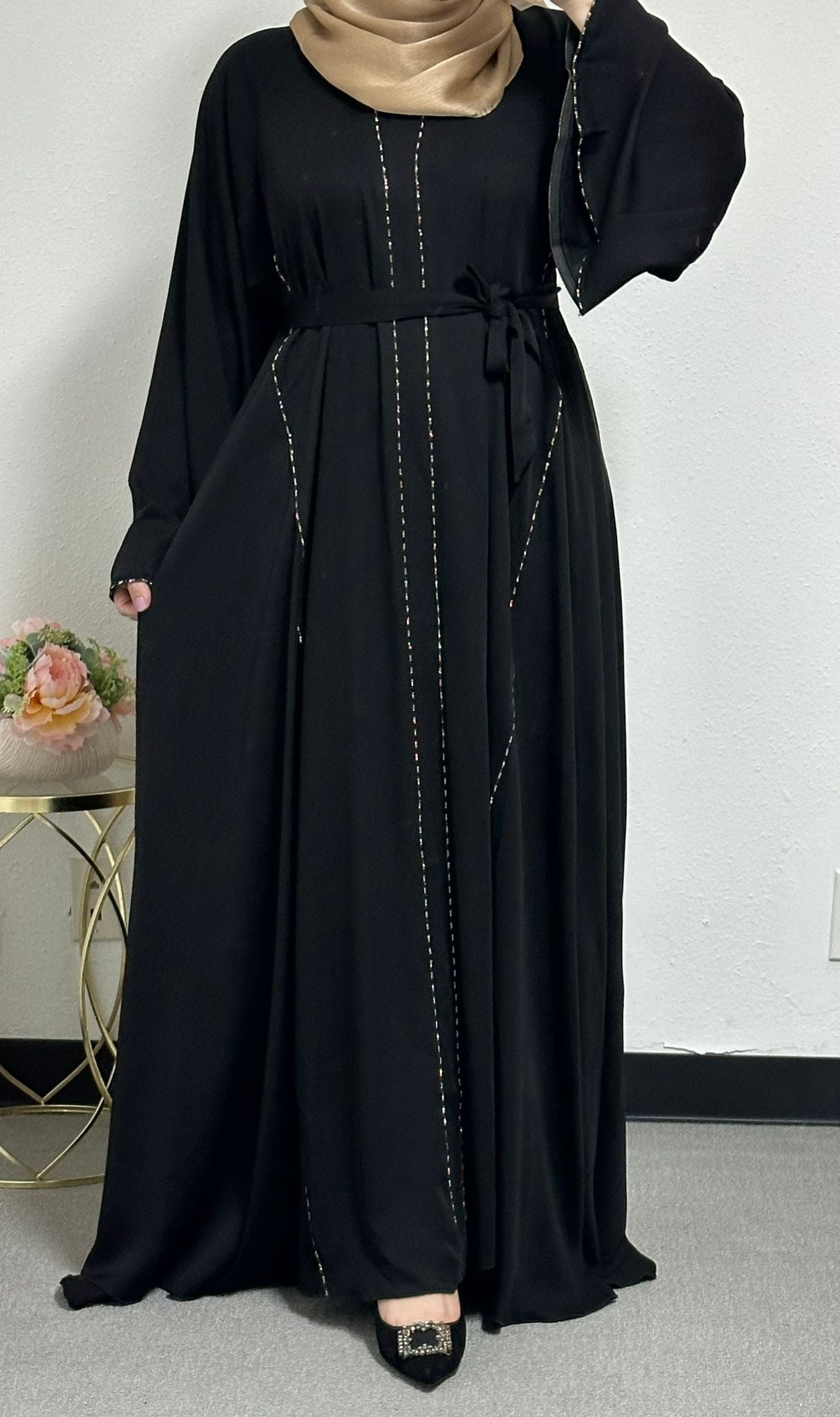 Wide flared abaya with a flowing design
