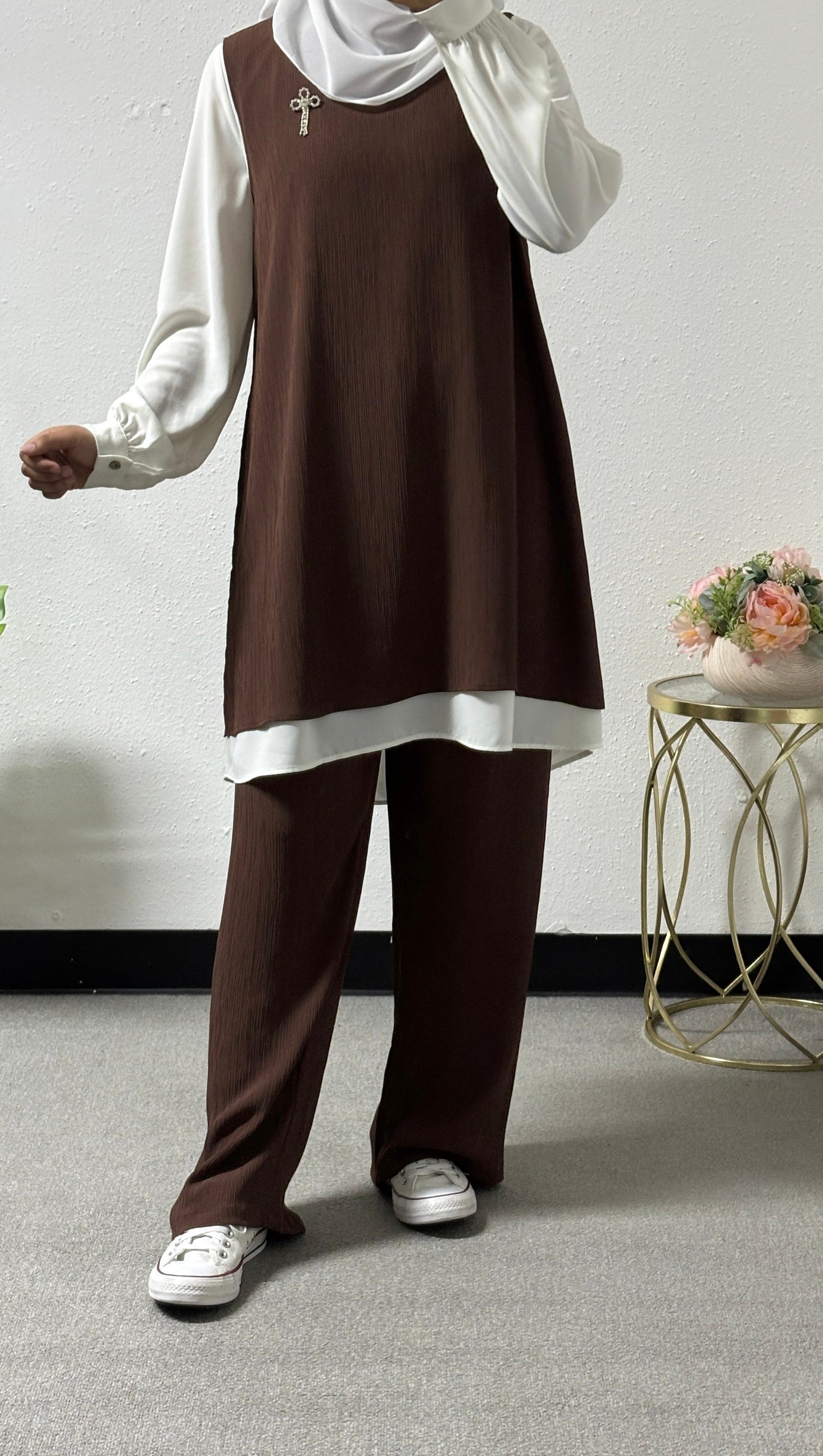 Three-pieces crinkle detail set