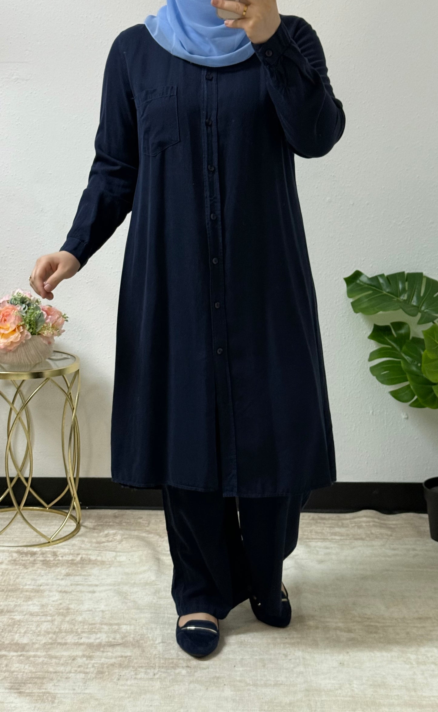 Long Shirt Simple Set