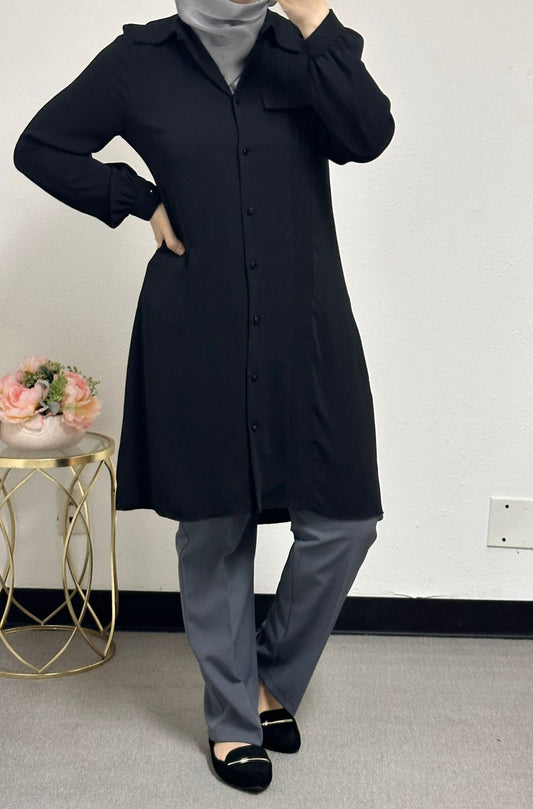 Long blouse with front bucket