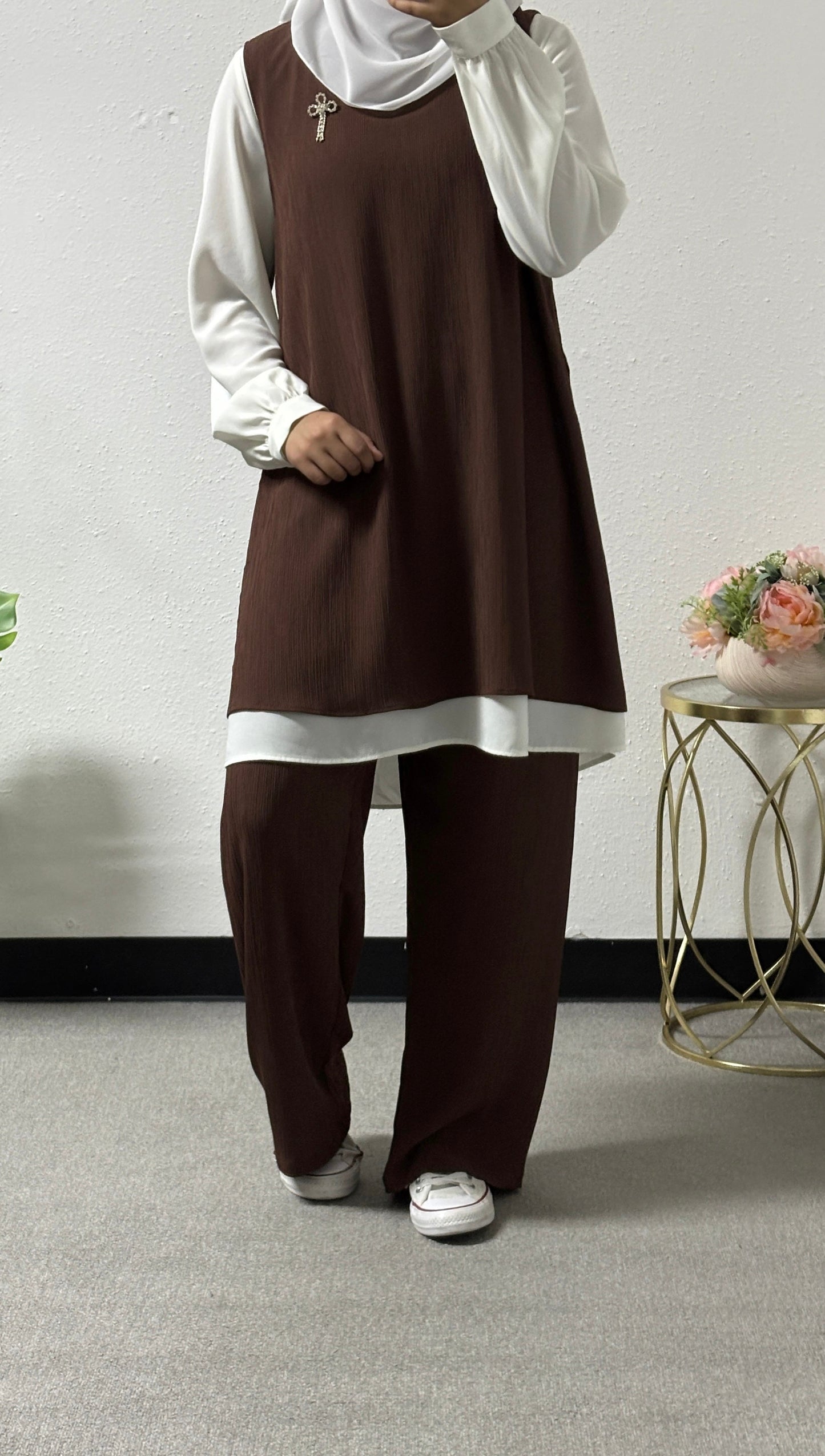 Three-pieces crinkle detail set