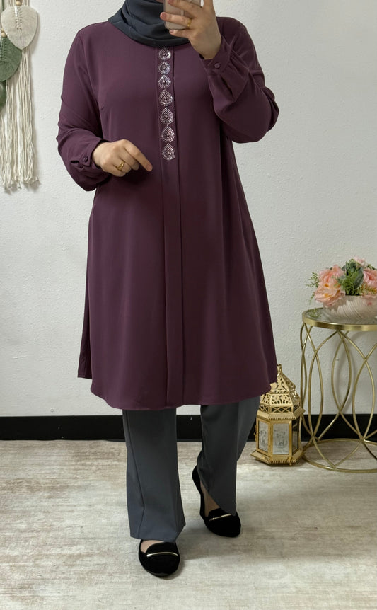 Beaded teardrop tunic shirt