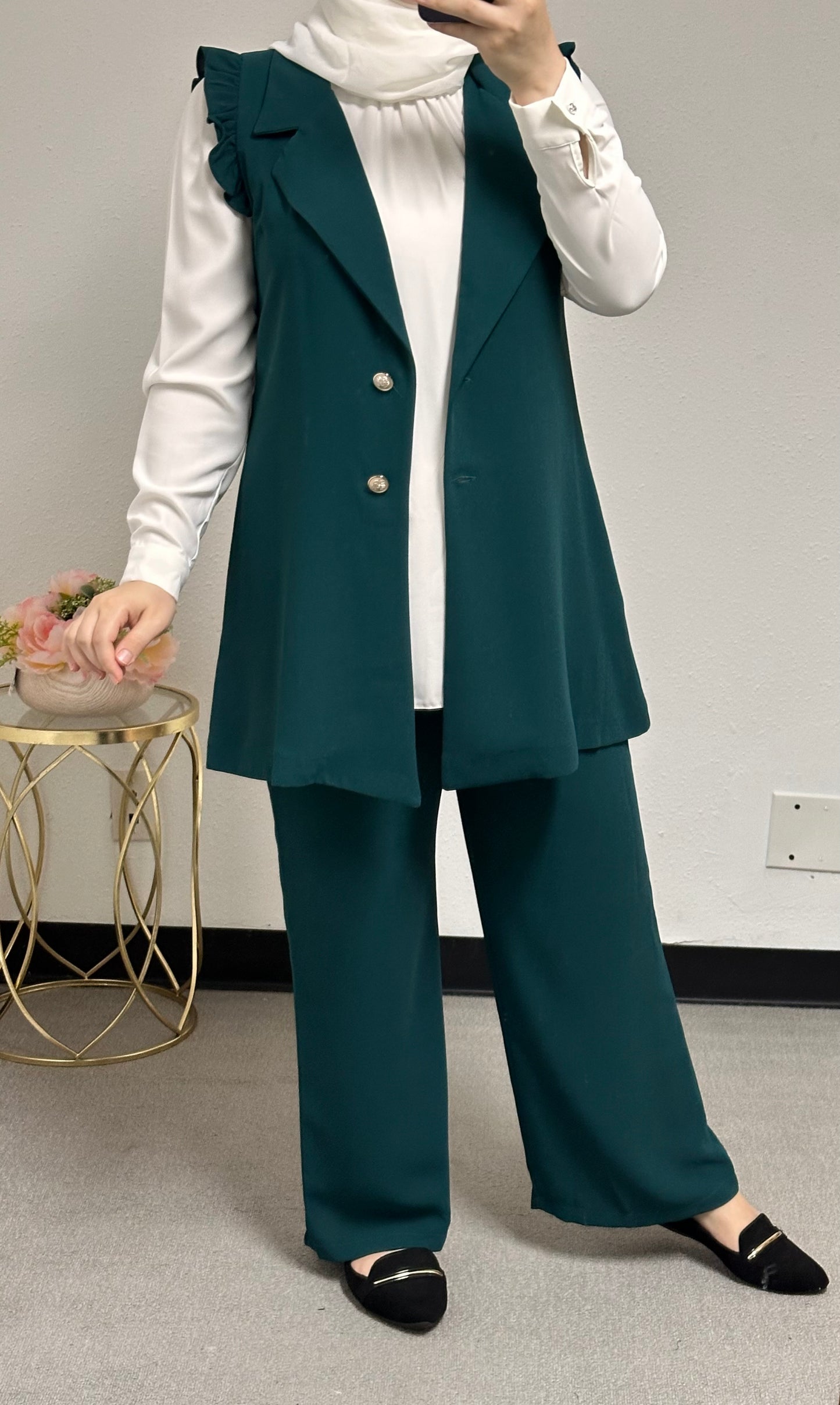 three pieces set with white shirt underneath