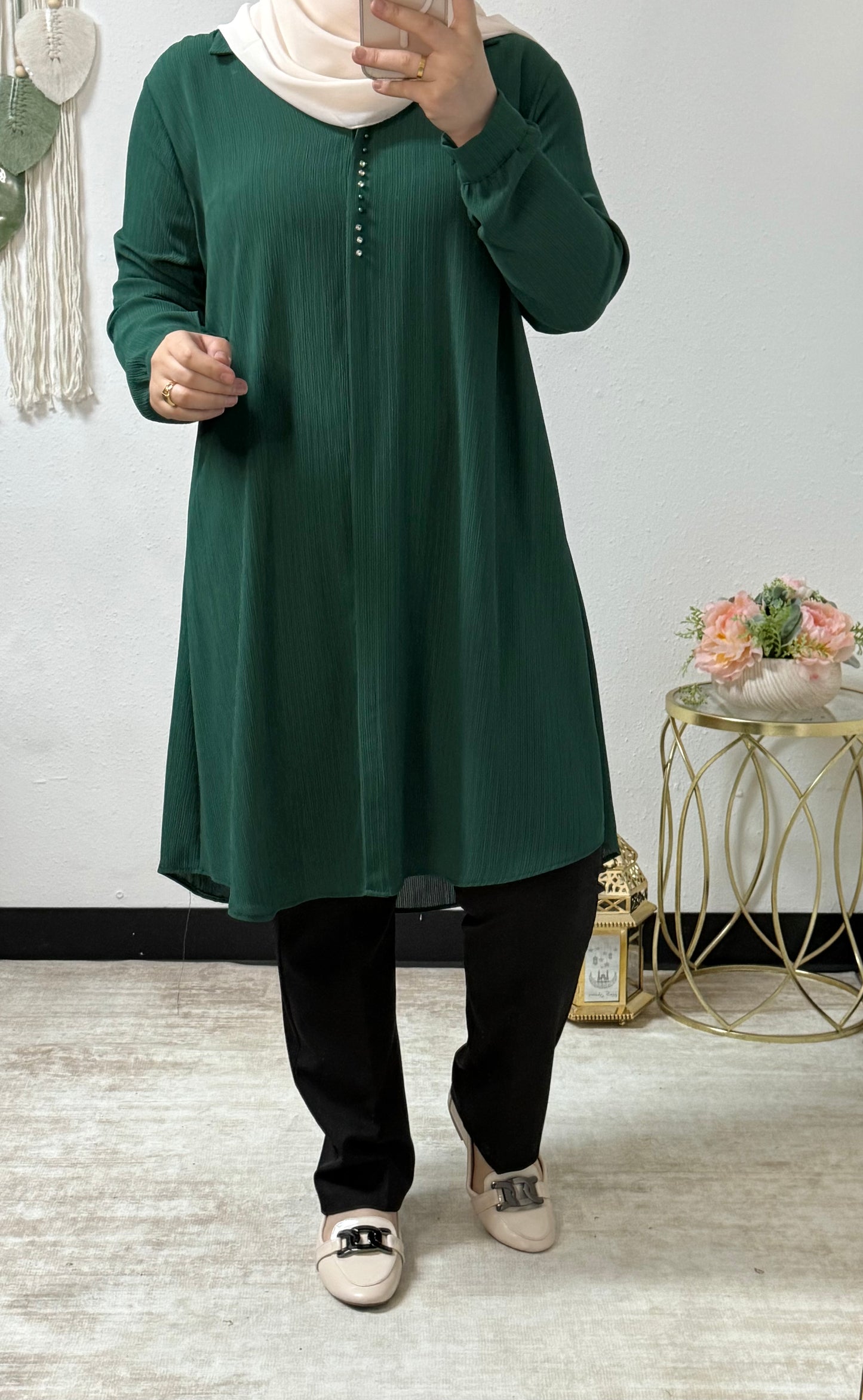 Collared Crinkle Long Shirt