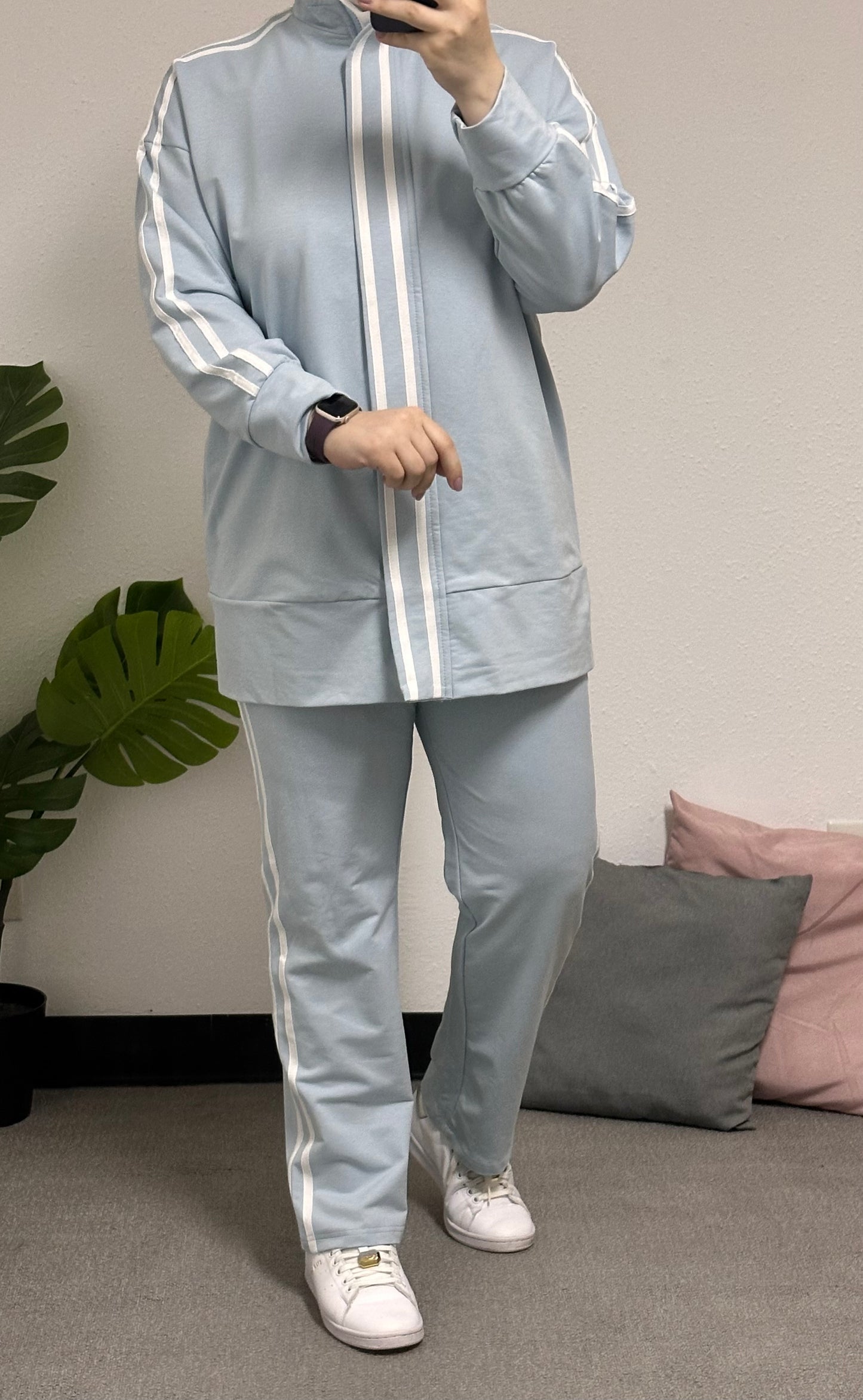 Two-piece cotton tracksuit set
