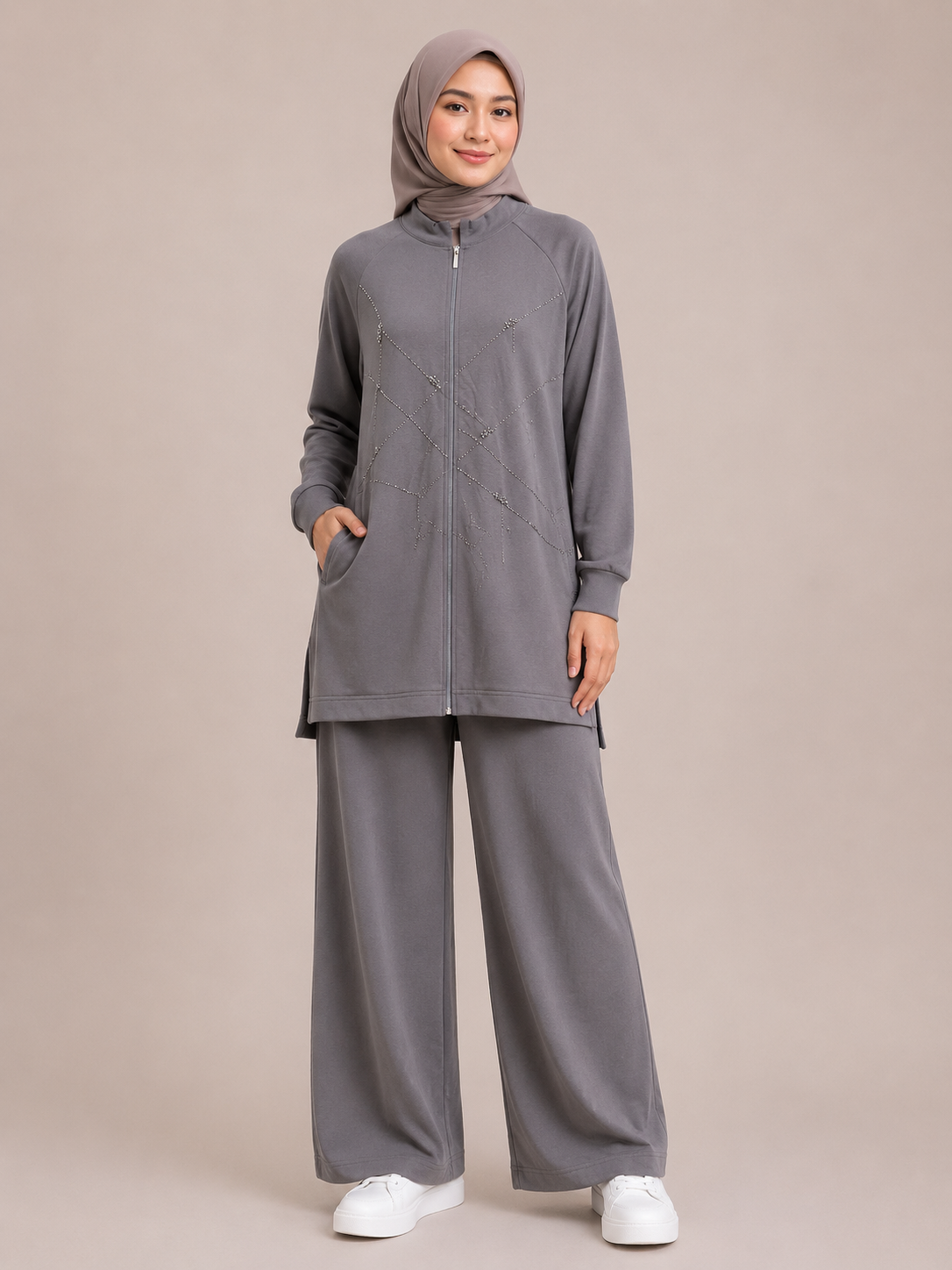 Delicate Stones Accent Tracksuit Set