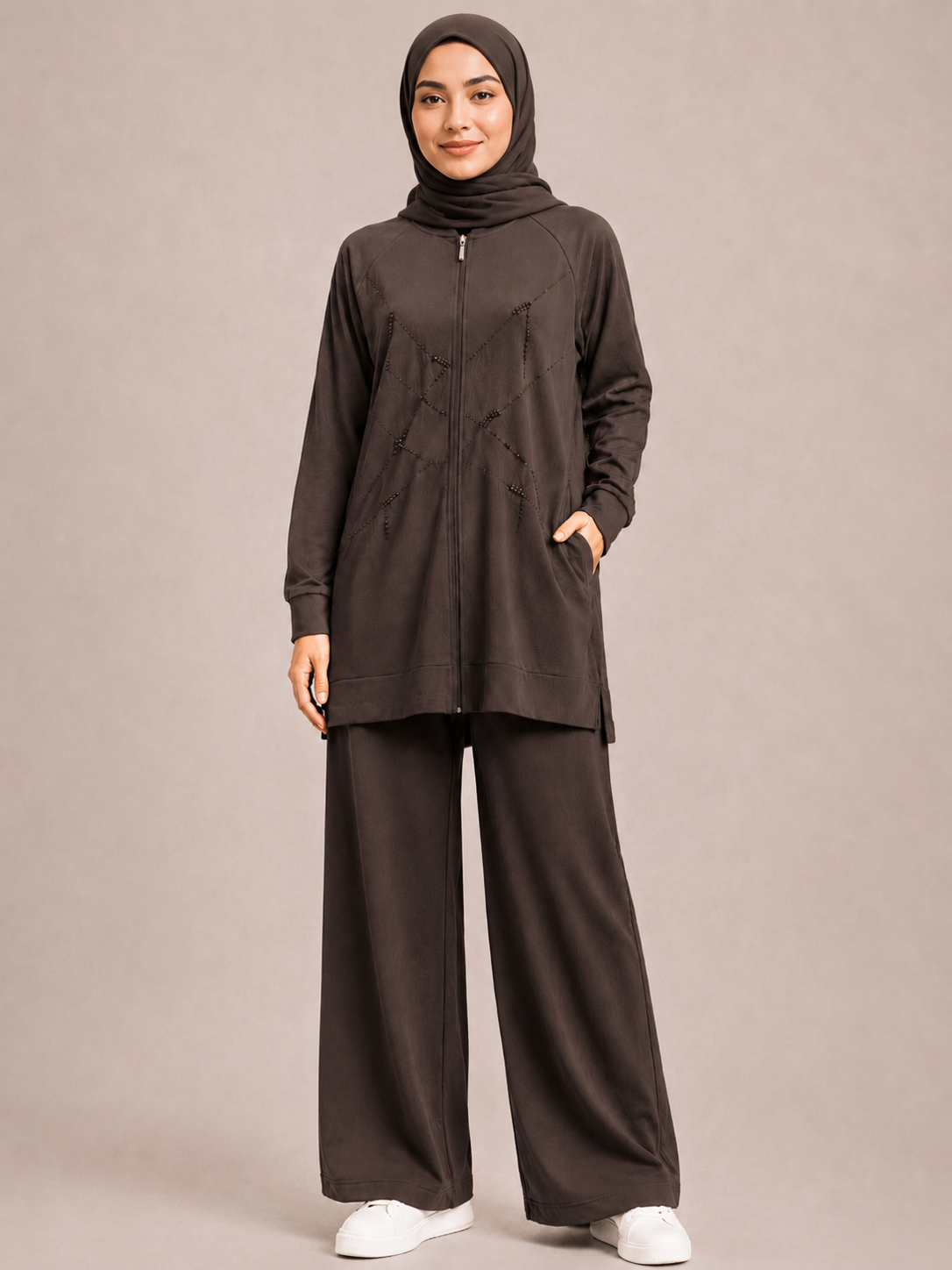 Delicate Stones Accent Tracksuit Set