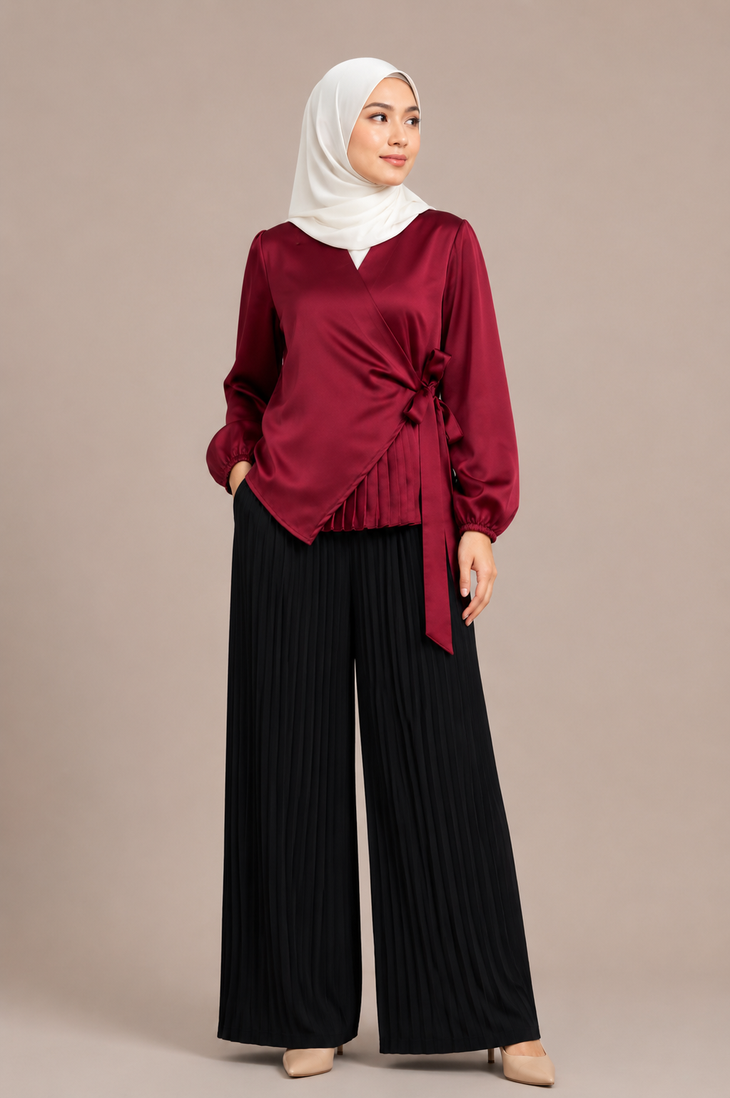 Side Pleated Silk Shirt