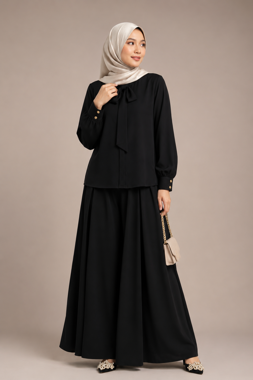 Two-pcs neck tie pants set