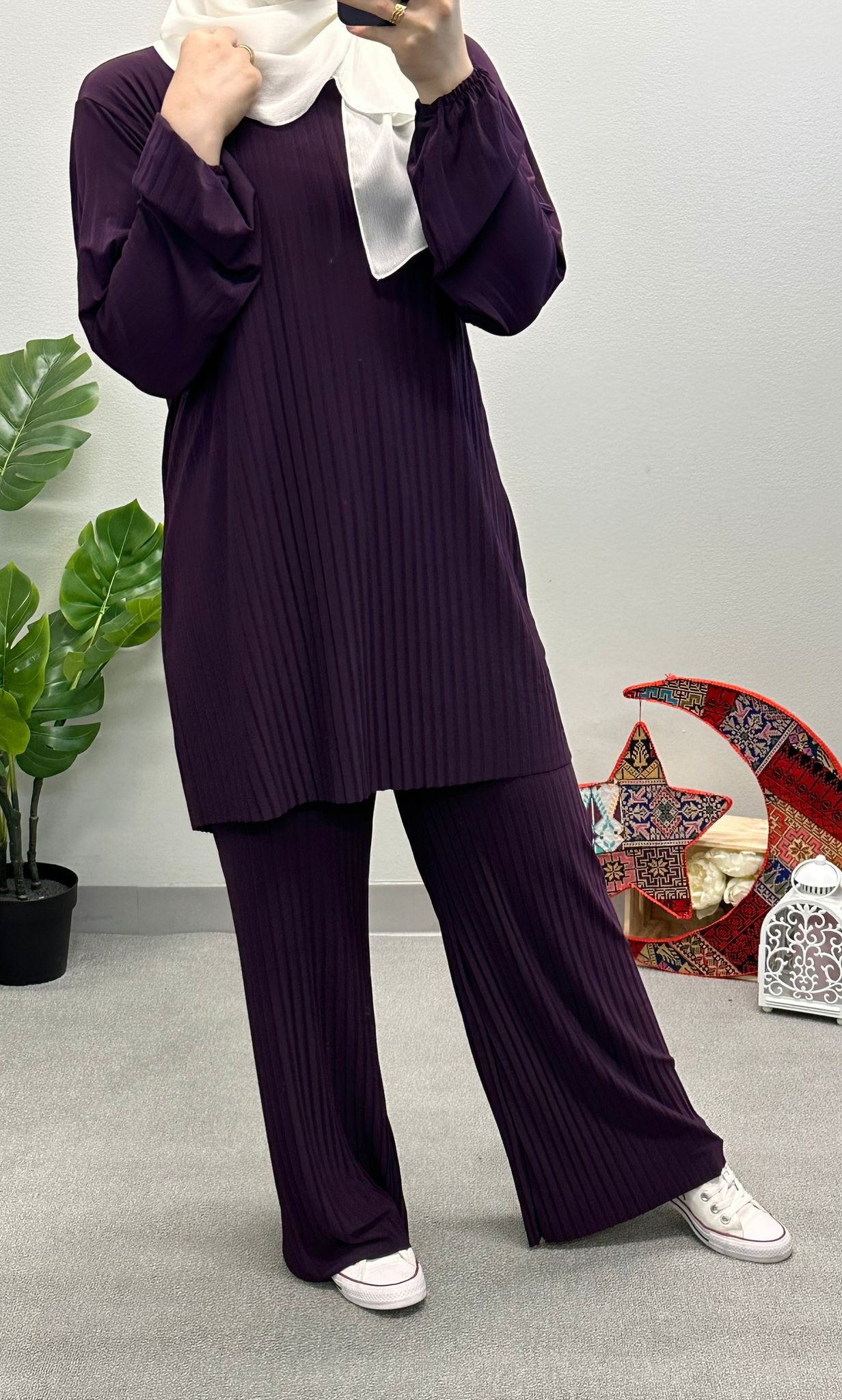 Two-Piece free size pleated Lycra set