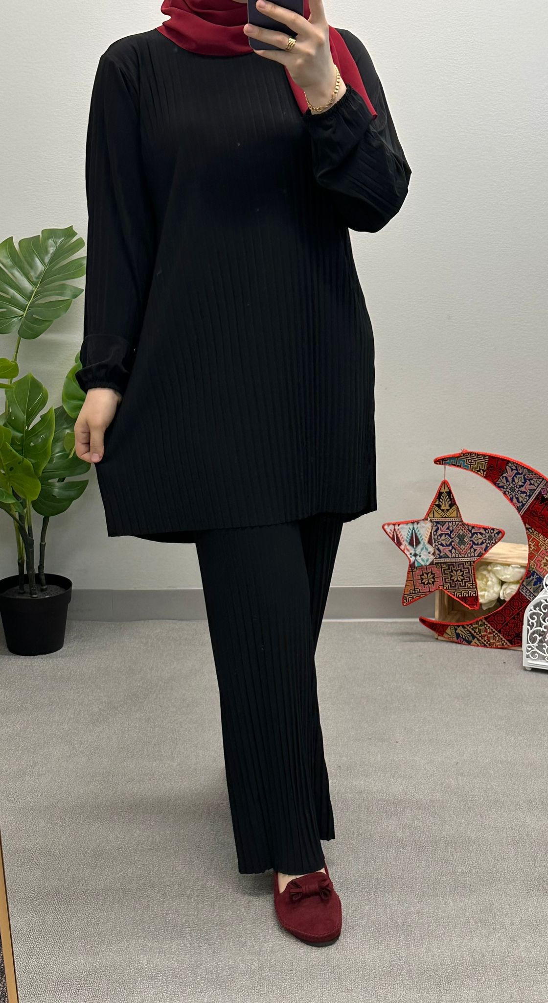 Two-Piece free size pleated Lycra set