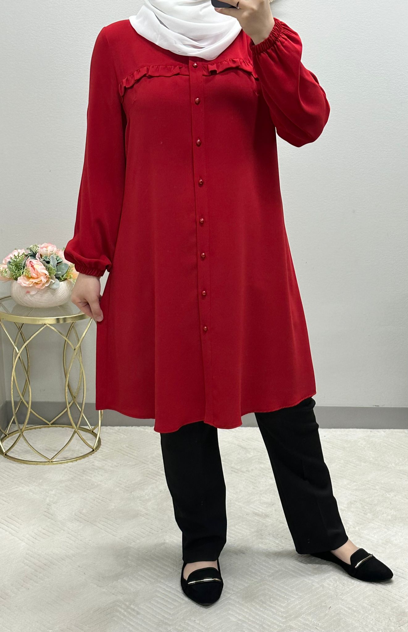 Versatile Ruffle Tunic Blouse: 9 Colors Available