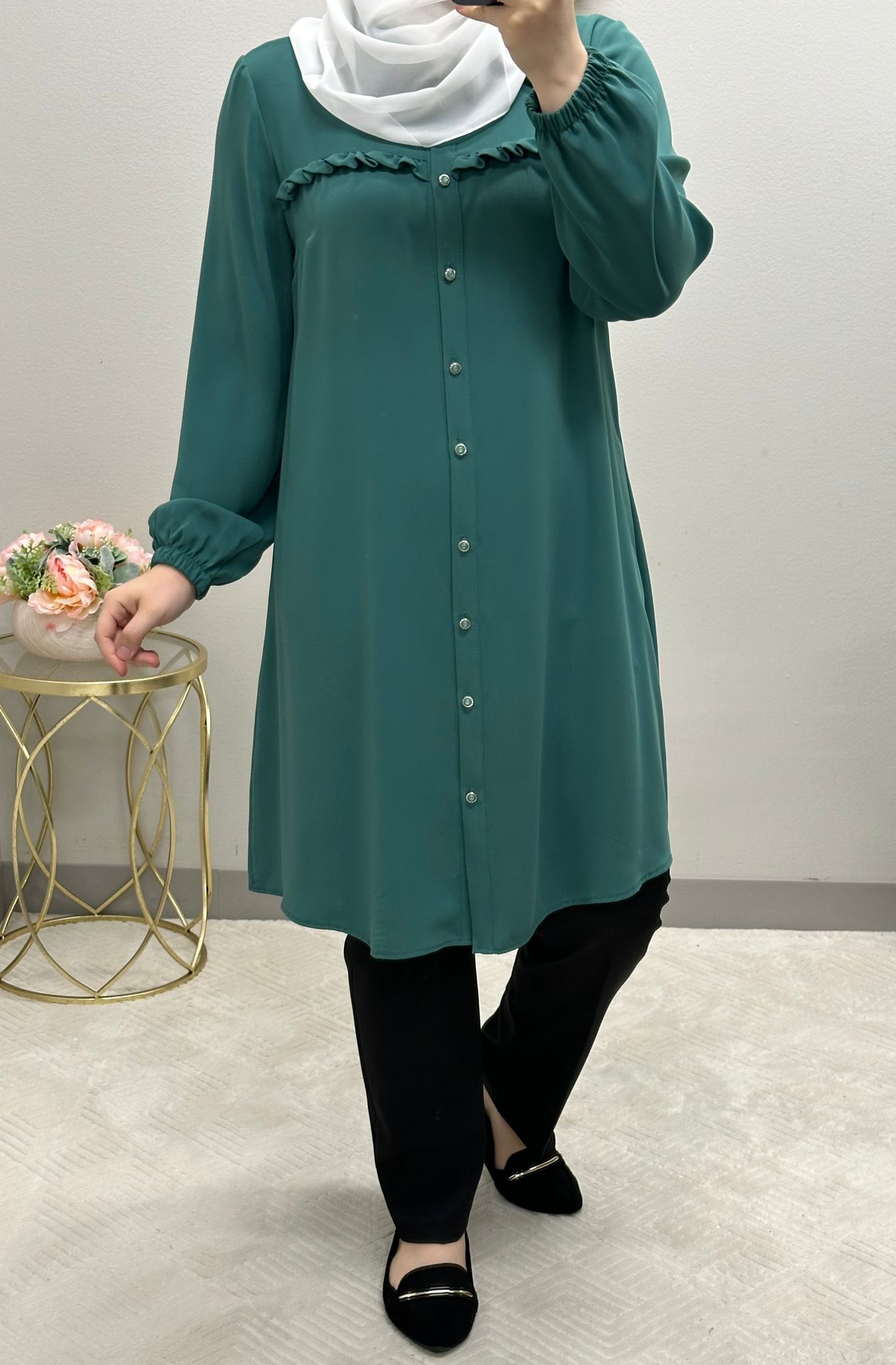 Versatile Ruffle Tunic Blouse: 9 Colors Available