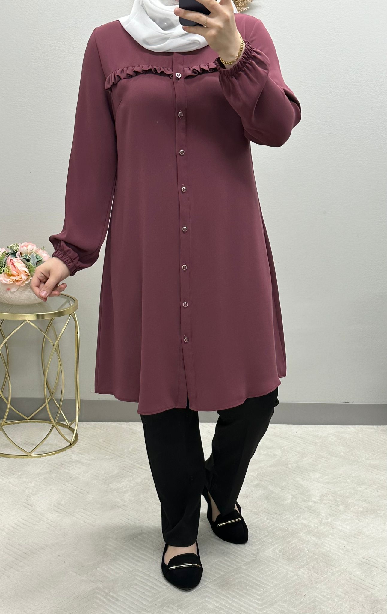 Versatile Ruffle Tunic Blouse: 9 Colors Available