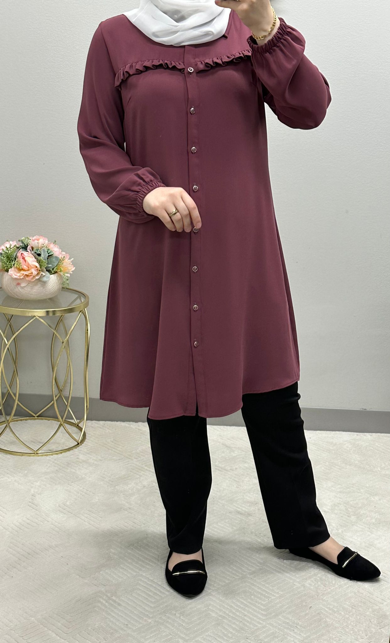 Versatile Ruffle Tunic Blouse: 9 Colors Available