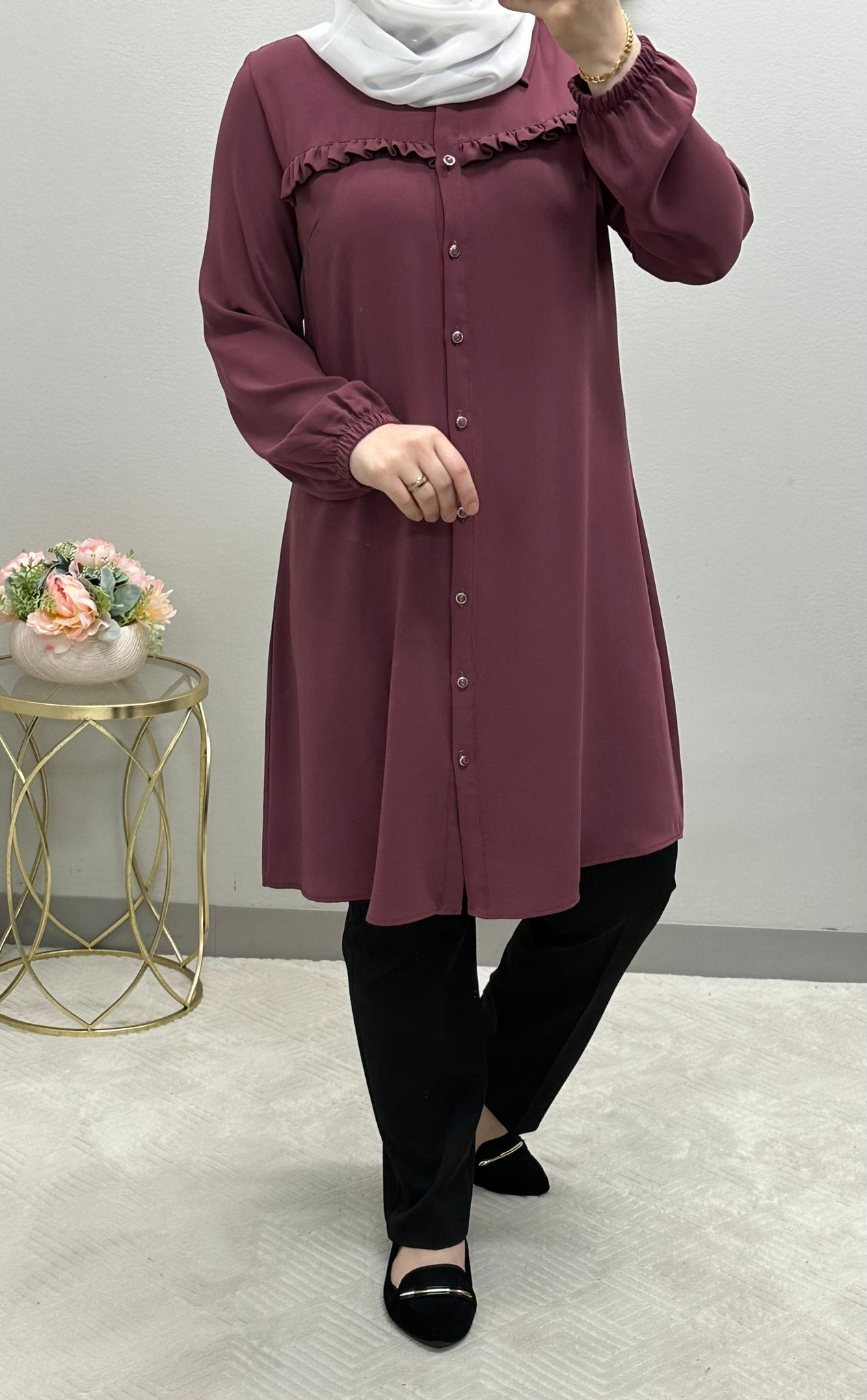 Versatile Ruffle Tunic Blouse: 9 Colors Available