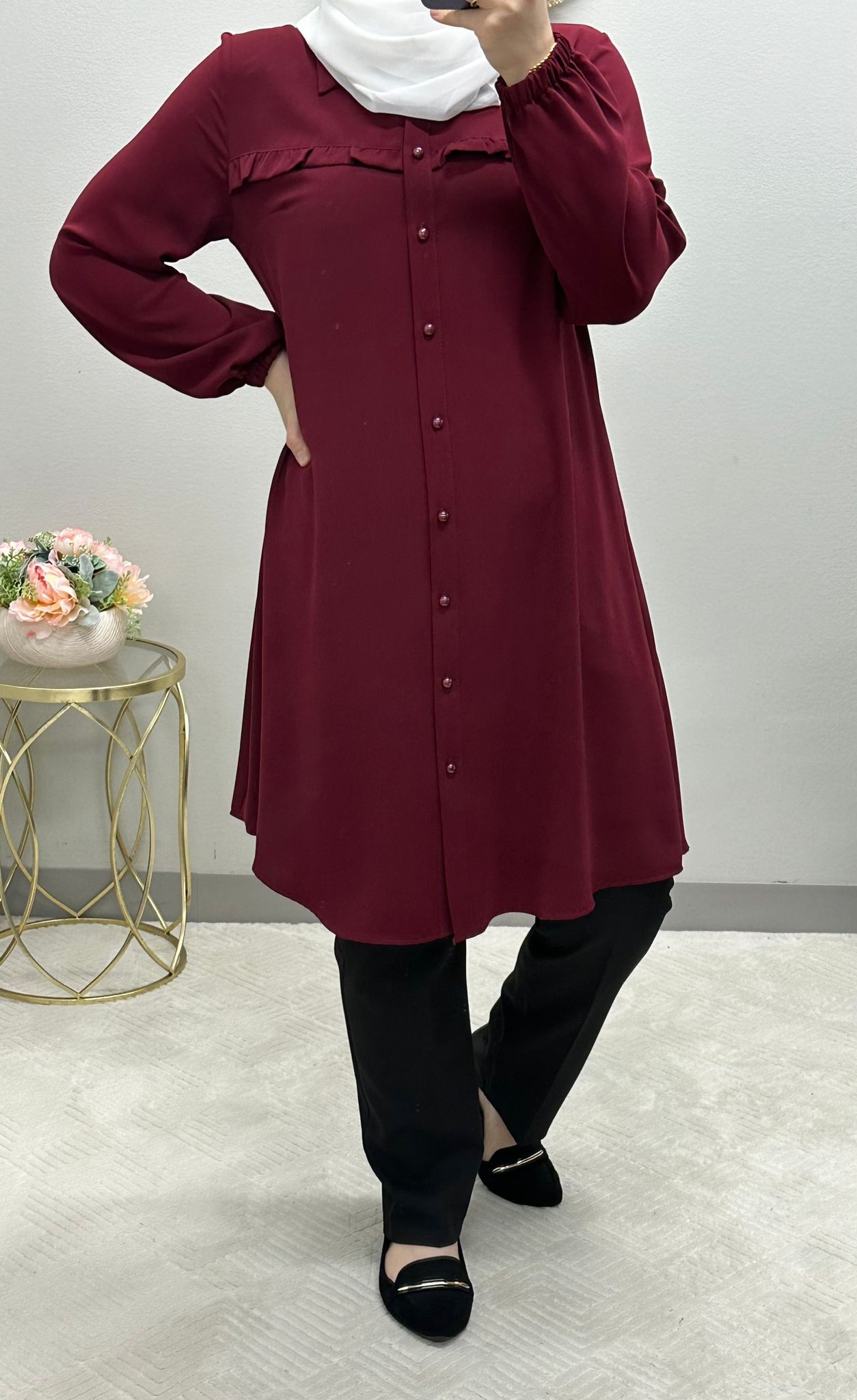 Versatile Ruffle Tunic Blouse: 9 Colors Available