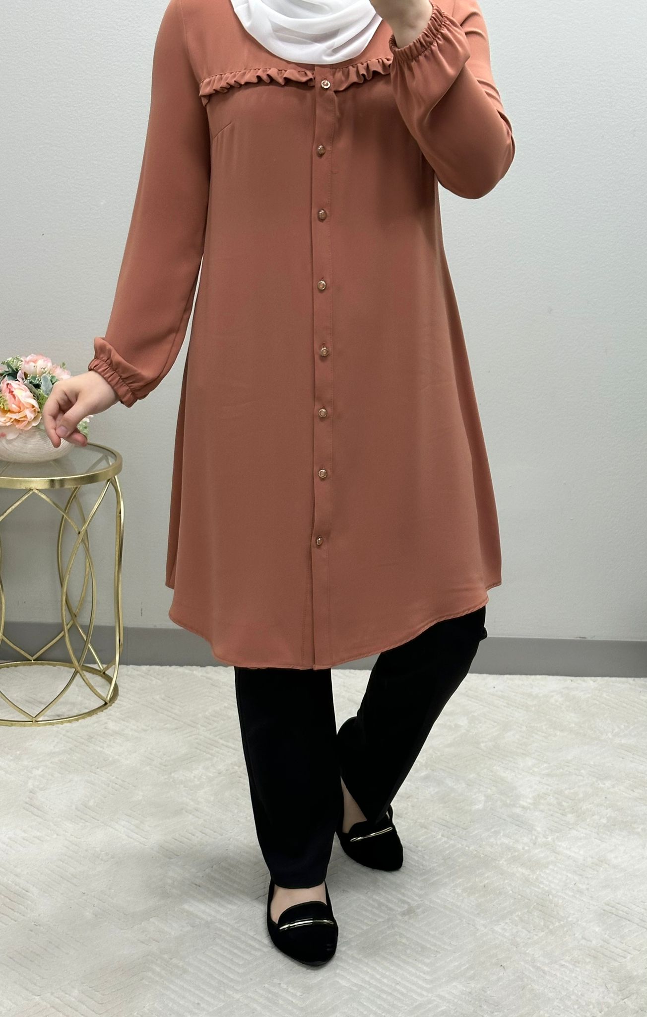 Versatile Ruffle Tunic Blouse: 9 Colors Available
