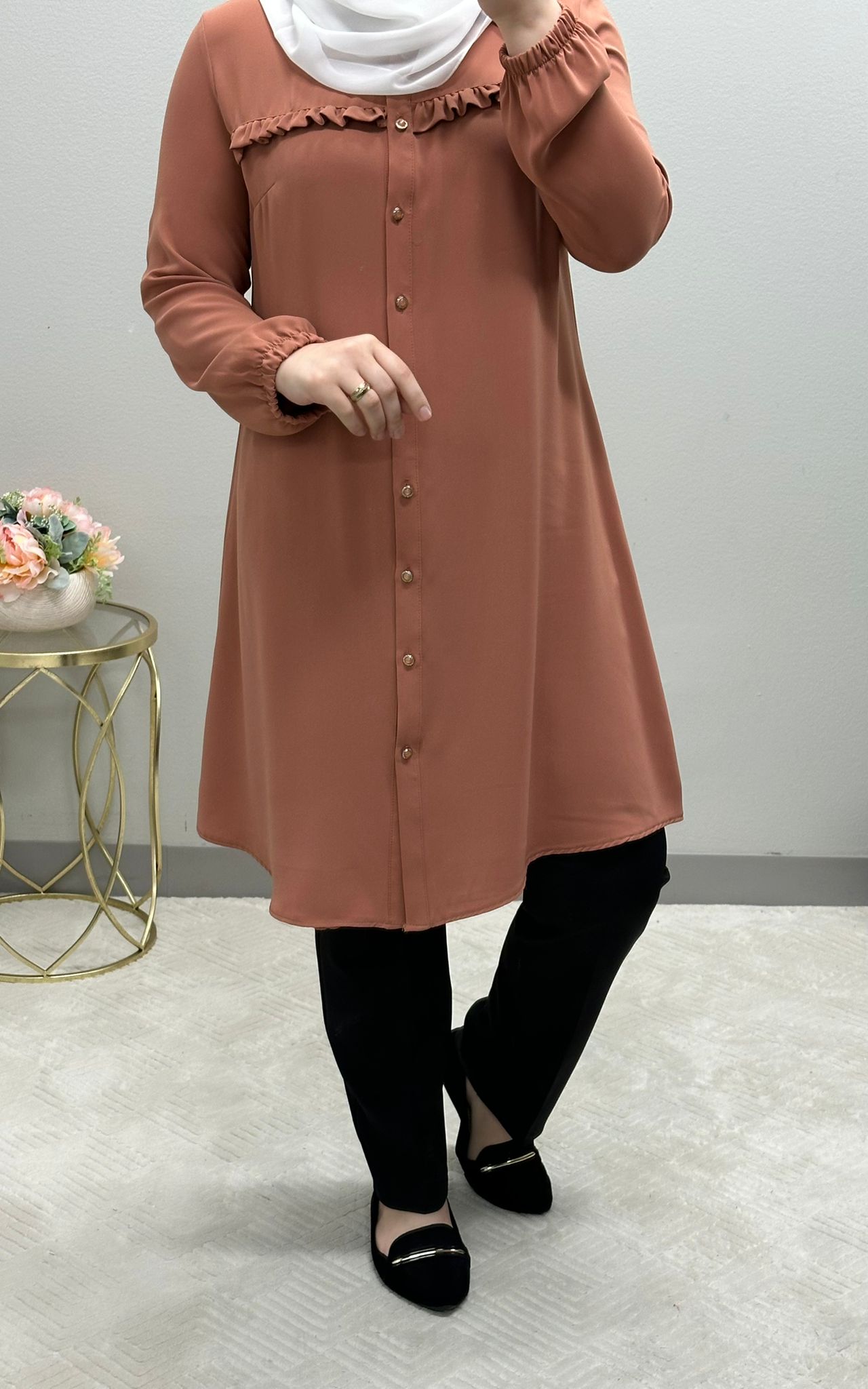 Versatile Ruffle Tunic Blouse: 9 Colors Available