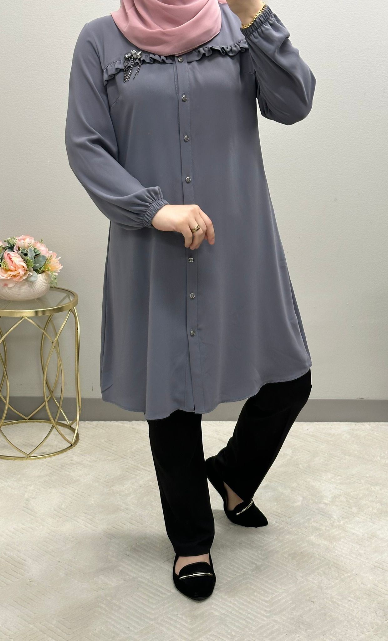 Versatile Ruffle Tunic Blouse: 9 Colors Available