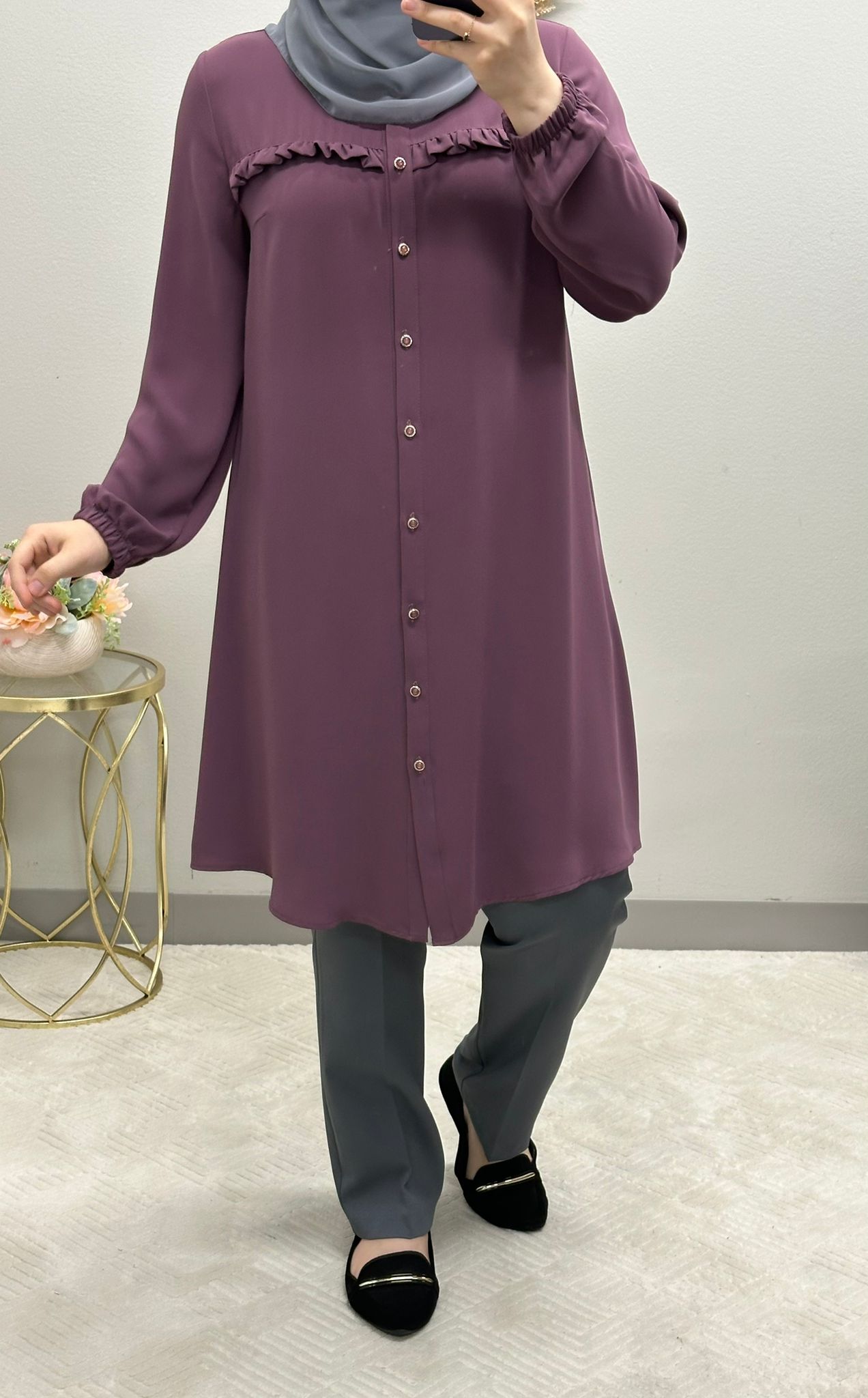 Versatile Ruffle Tunic Blouse: 9 Colors Available