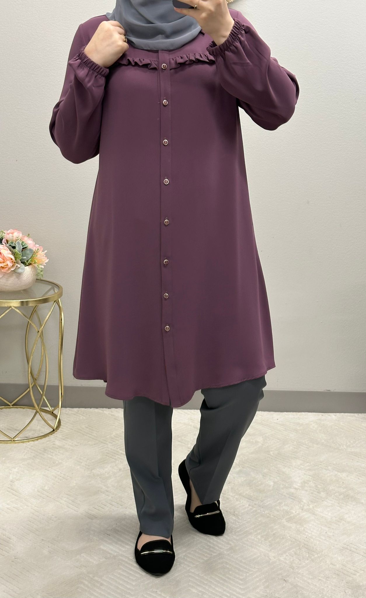 Versatile Ruffle Tunic Blouse: 9 Colors Available