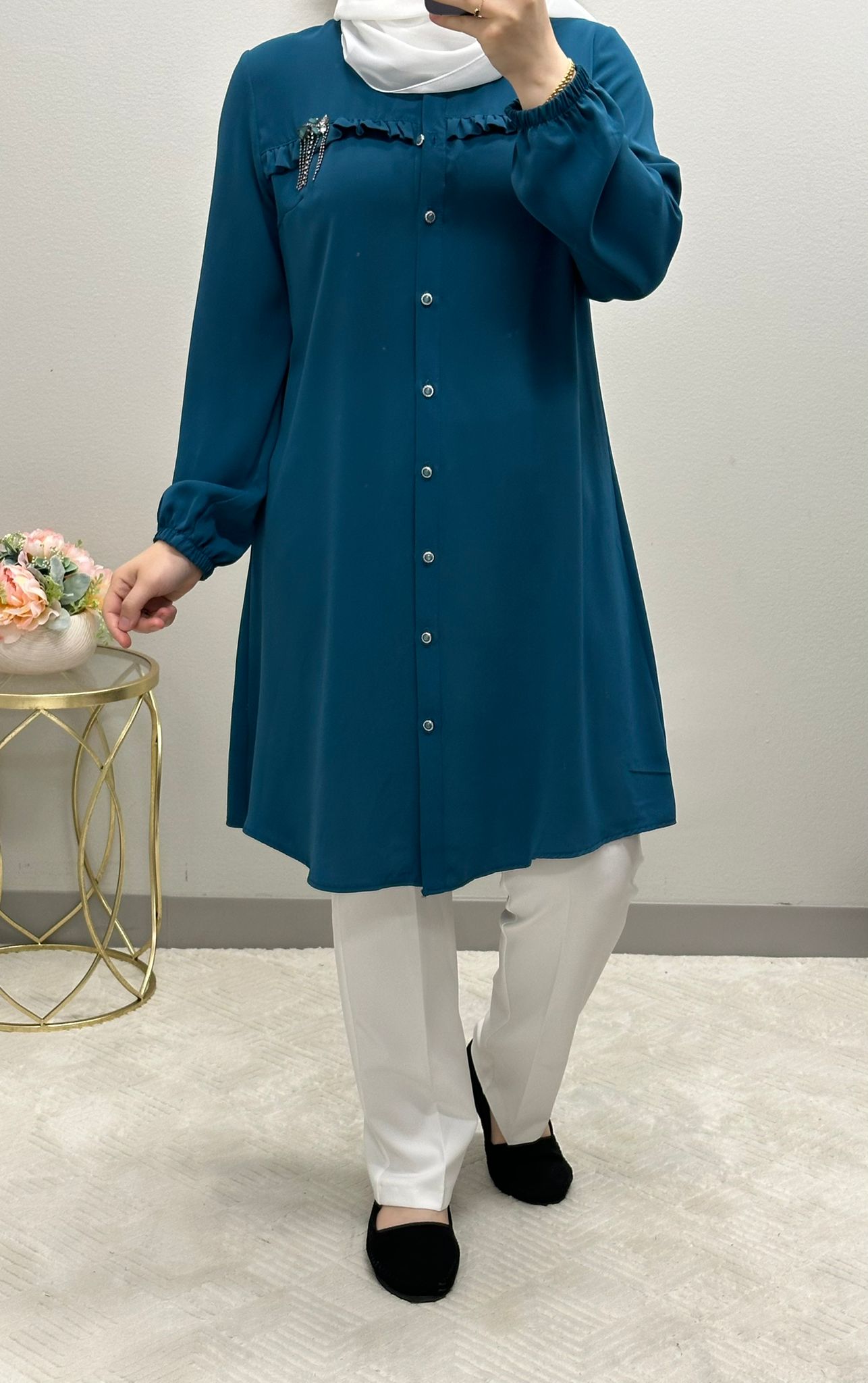 Versatile Ruffle Tunic Blouse: 9 Colors Available