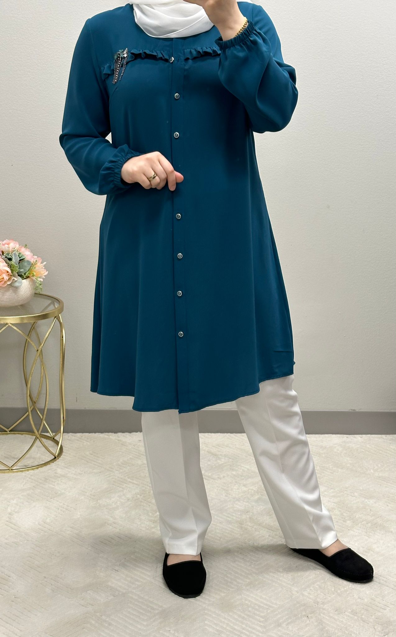 Versatile Ruffle Tunic Blouse: 9 Colors Available