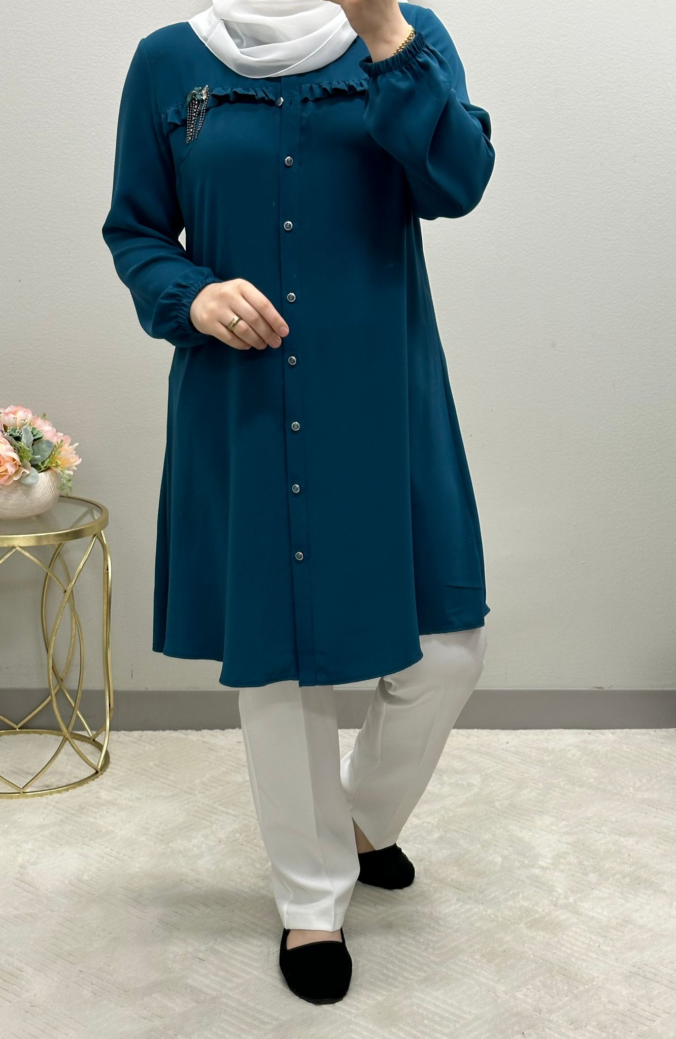 Versatile Ruffle Tunic Blouse: 9 Colors Available