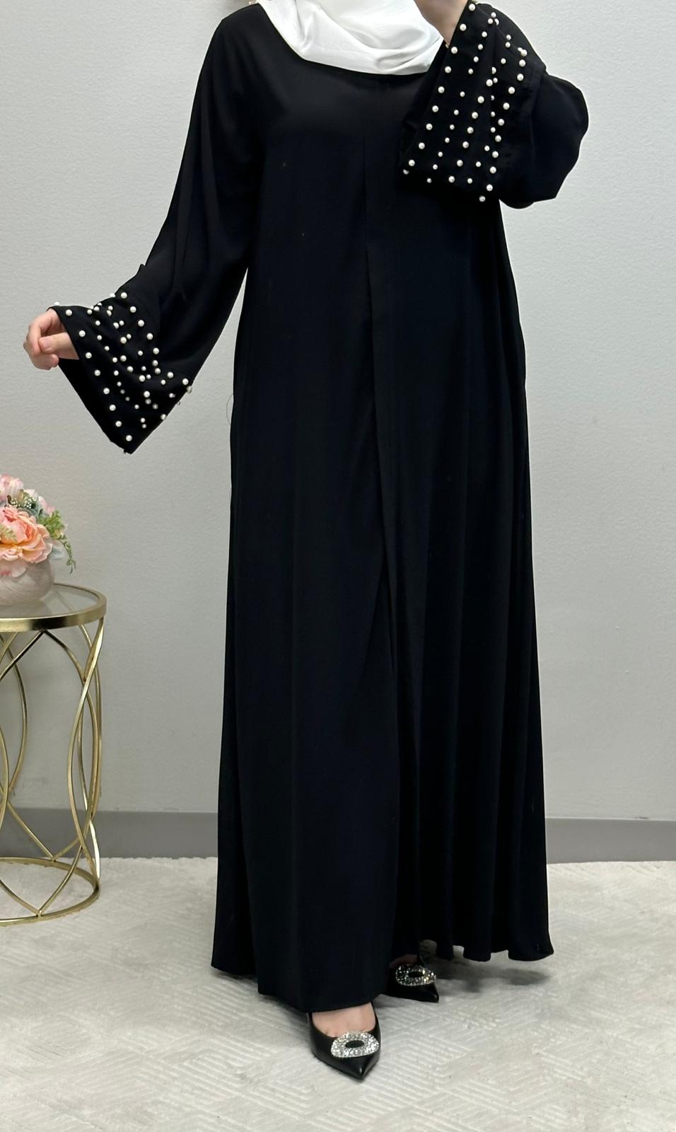 Pearl wide sleeves closed abaya.