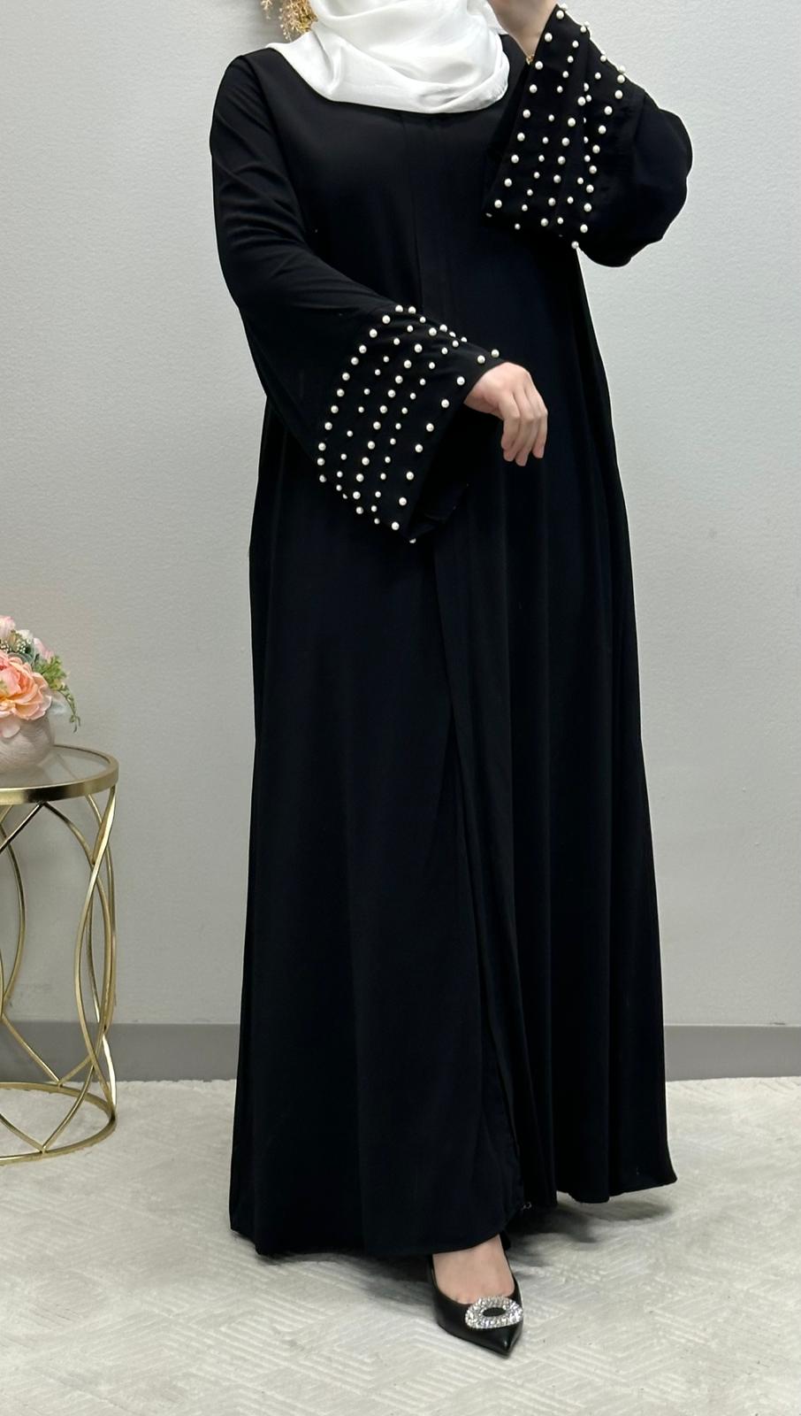 Pearl wide sleeves closed abaya.