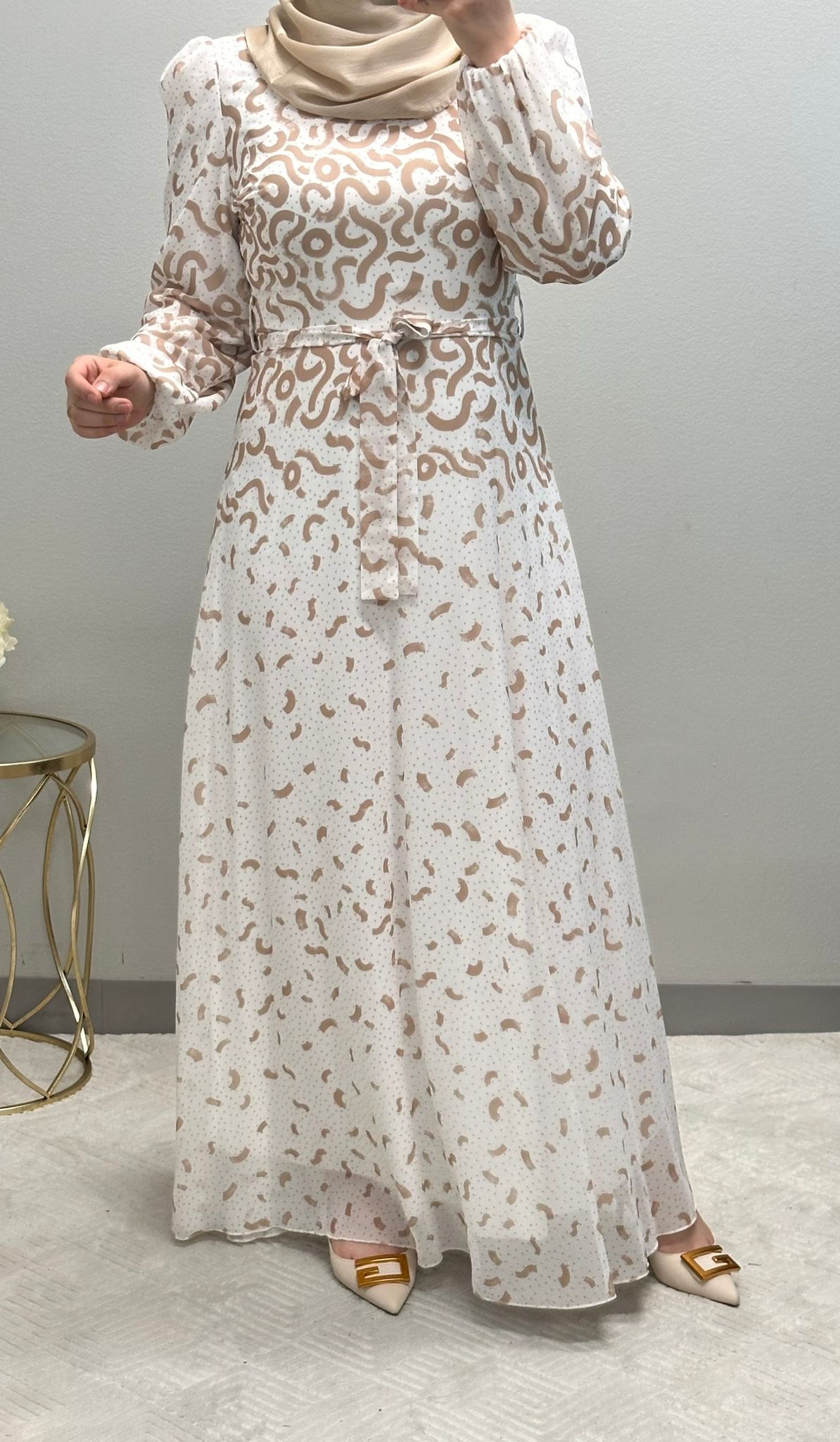 Stunning Print Maxi length chiffon dress fully lined