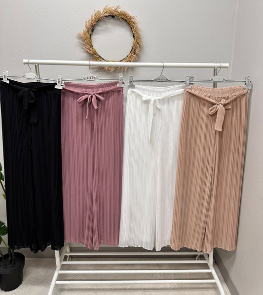 pleated wide leg pants with Elastic Waistband belt (length 37.8 inch)
