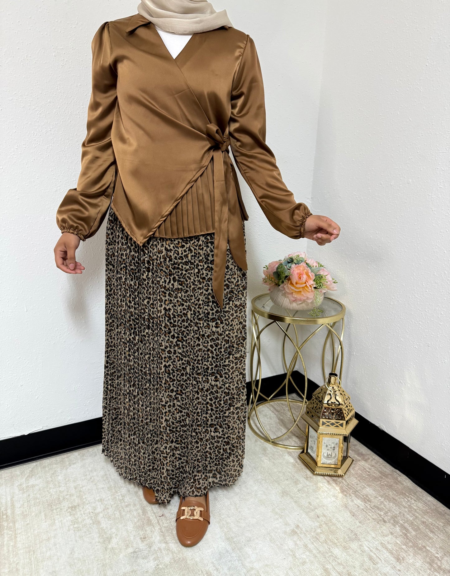 Side Pleated Silk Shirt