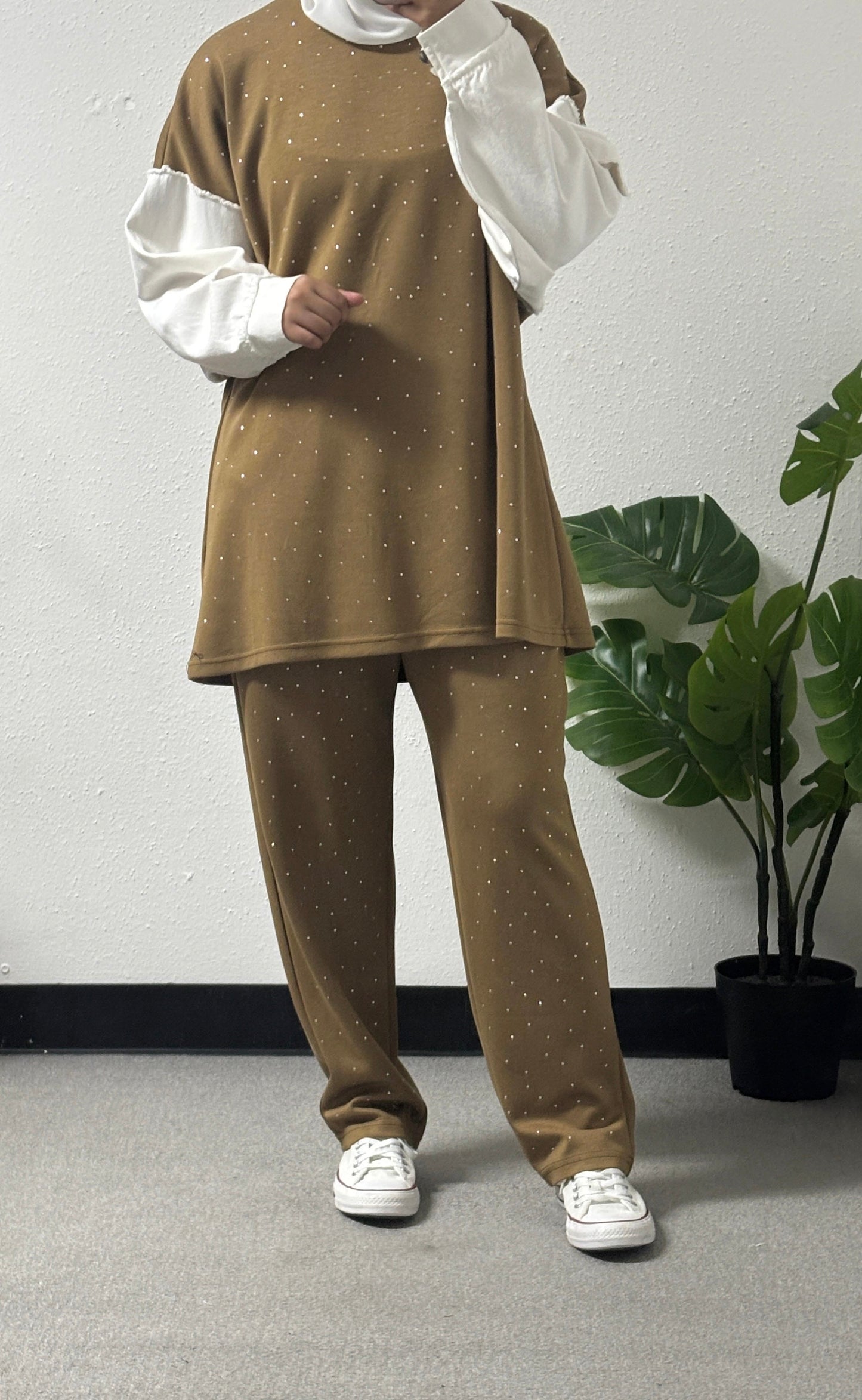 Two-piece cotton tracksuit set