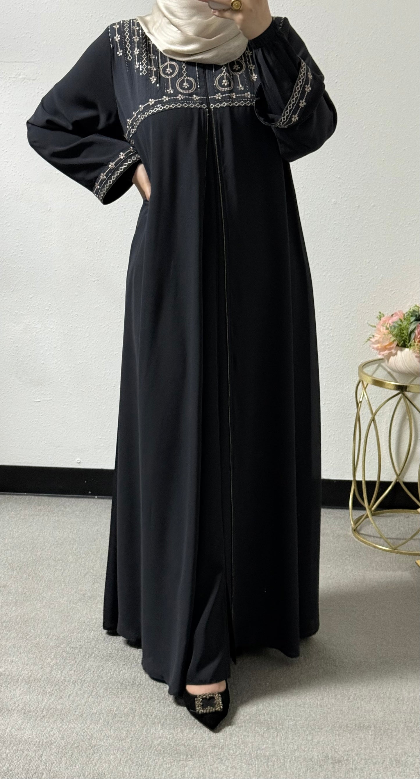 Embroidered plus size abaya