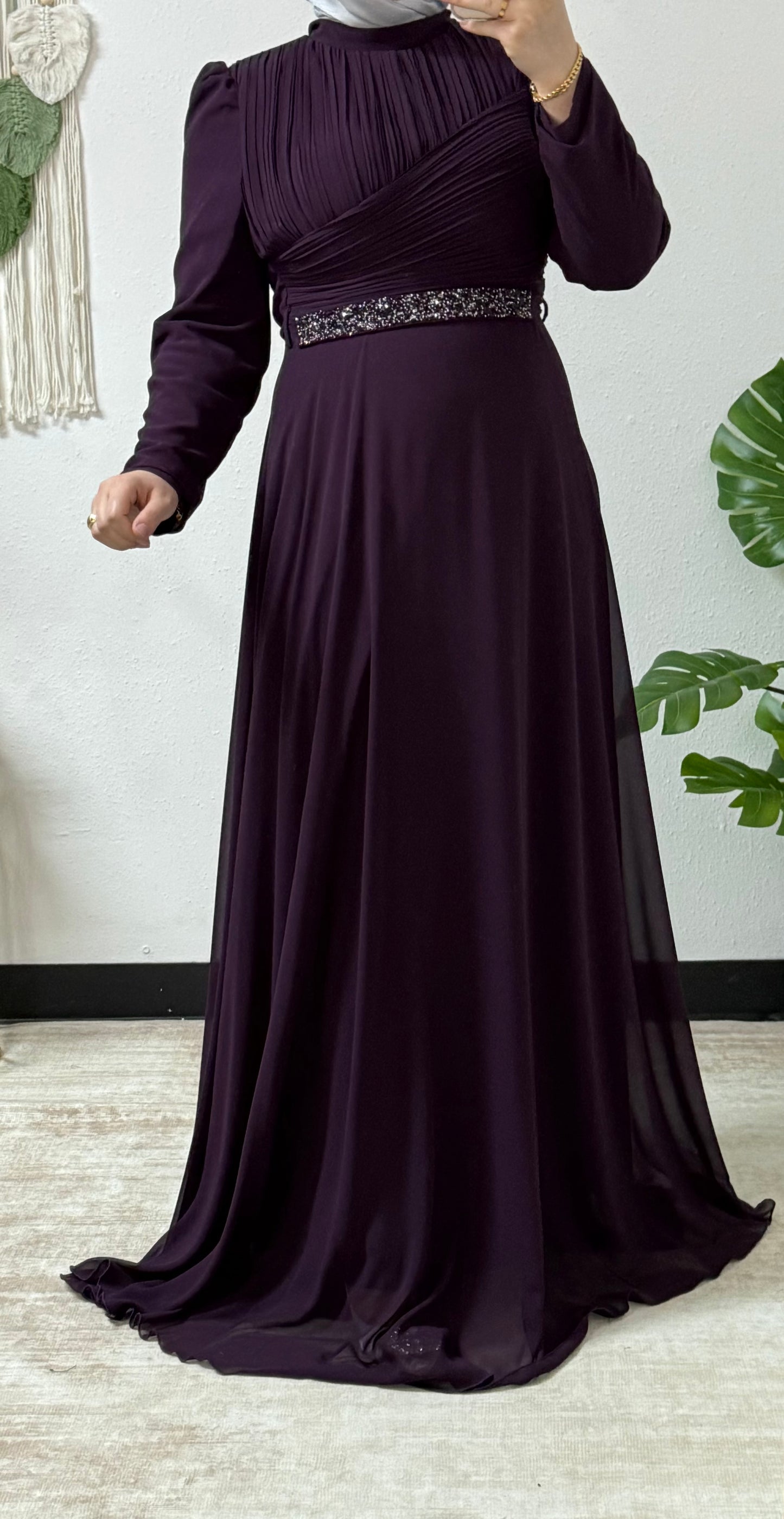 Modern dress with detailed belt