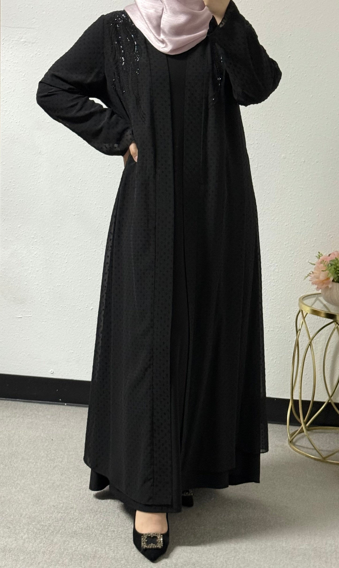 Two-piece black abaya set