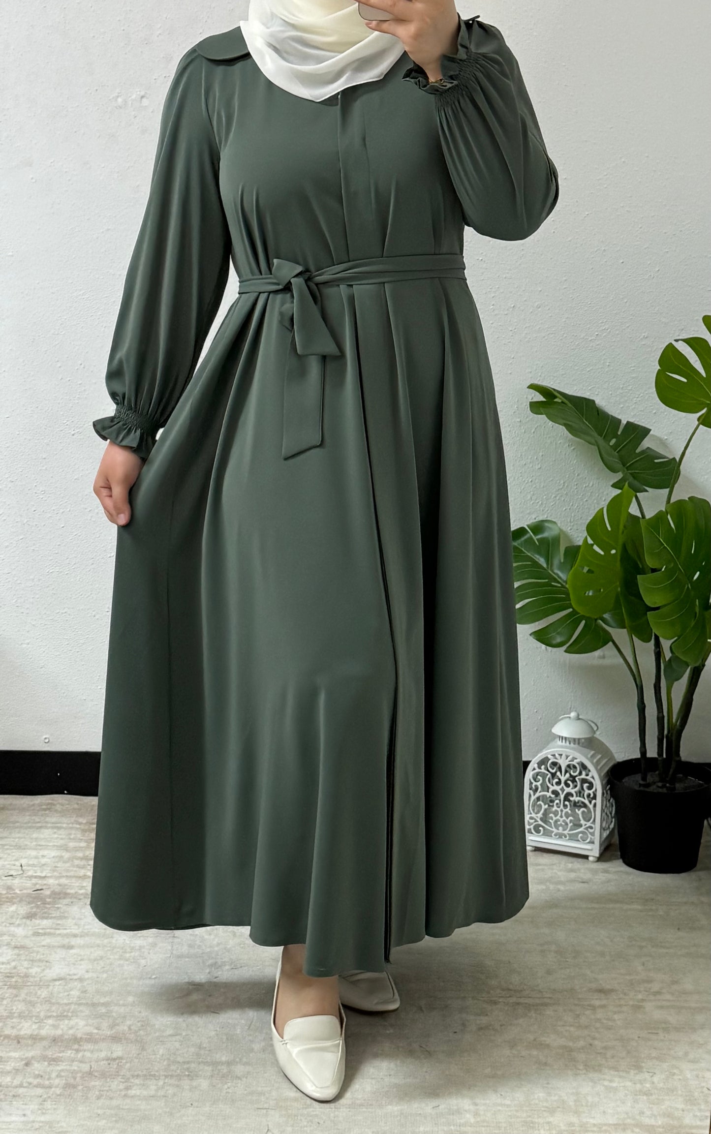 Simple Collar Long Dress
