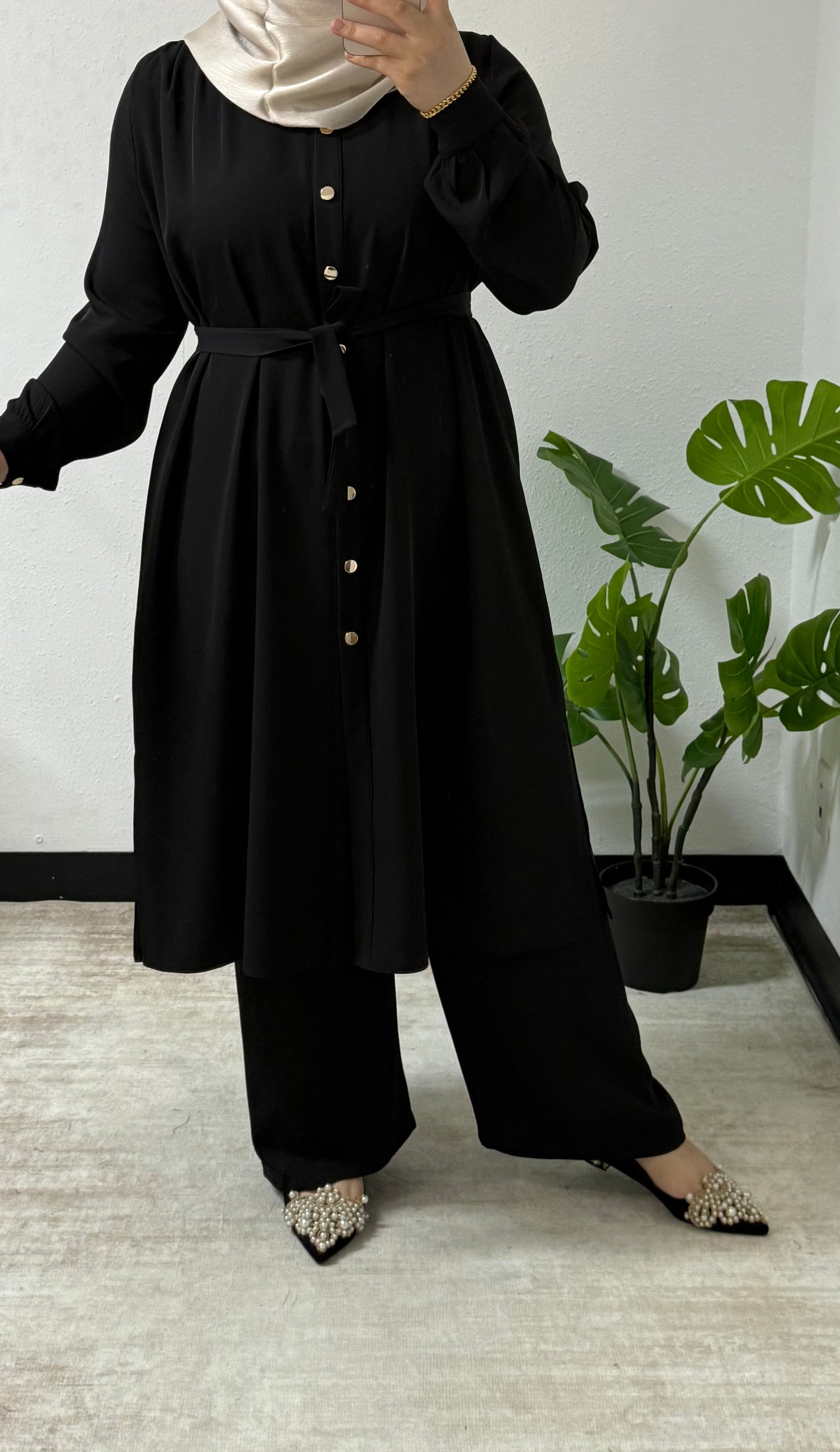 Buttoned Two-Piece Set