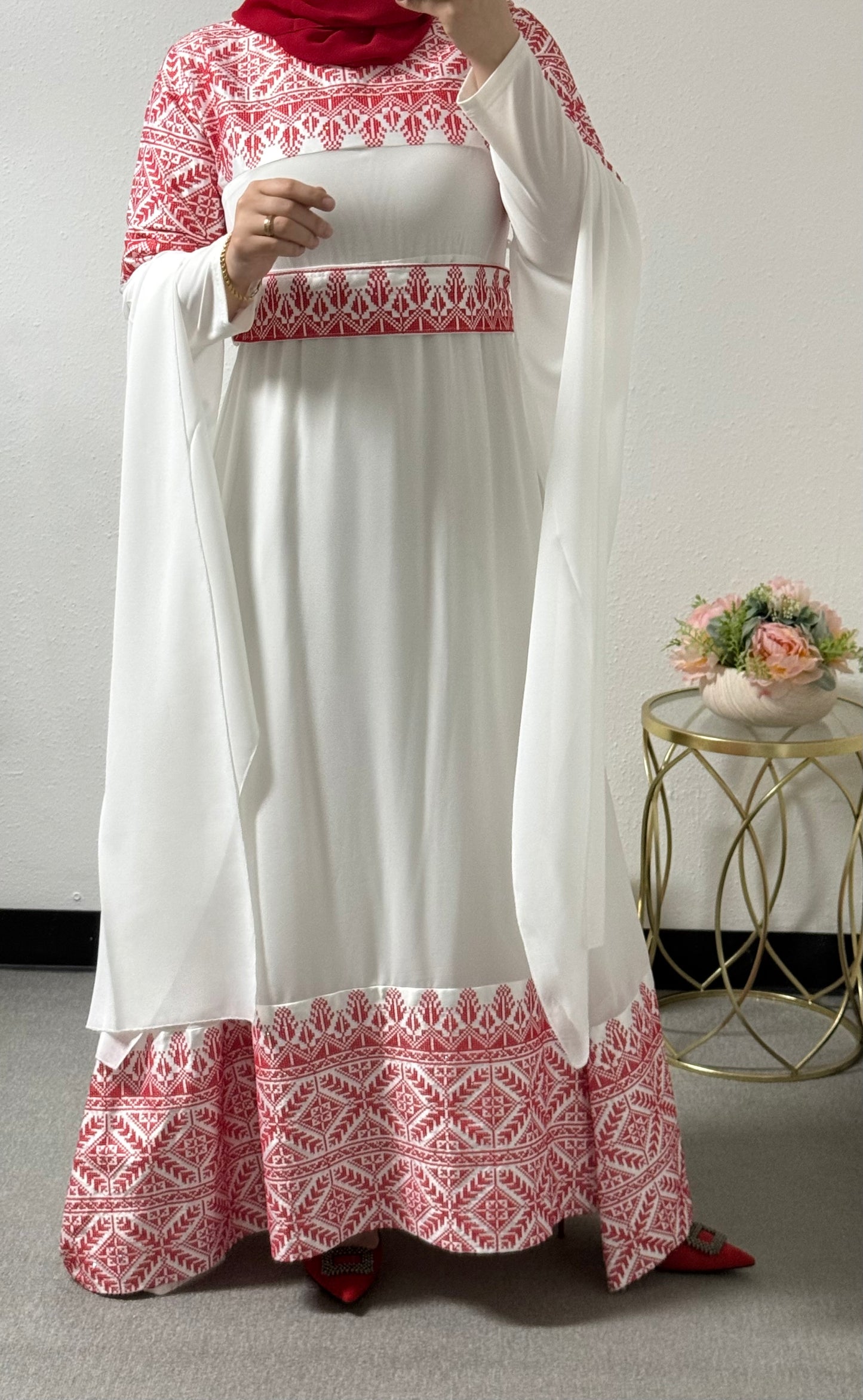 Two-piece embroidered chiffon dress