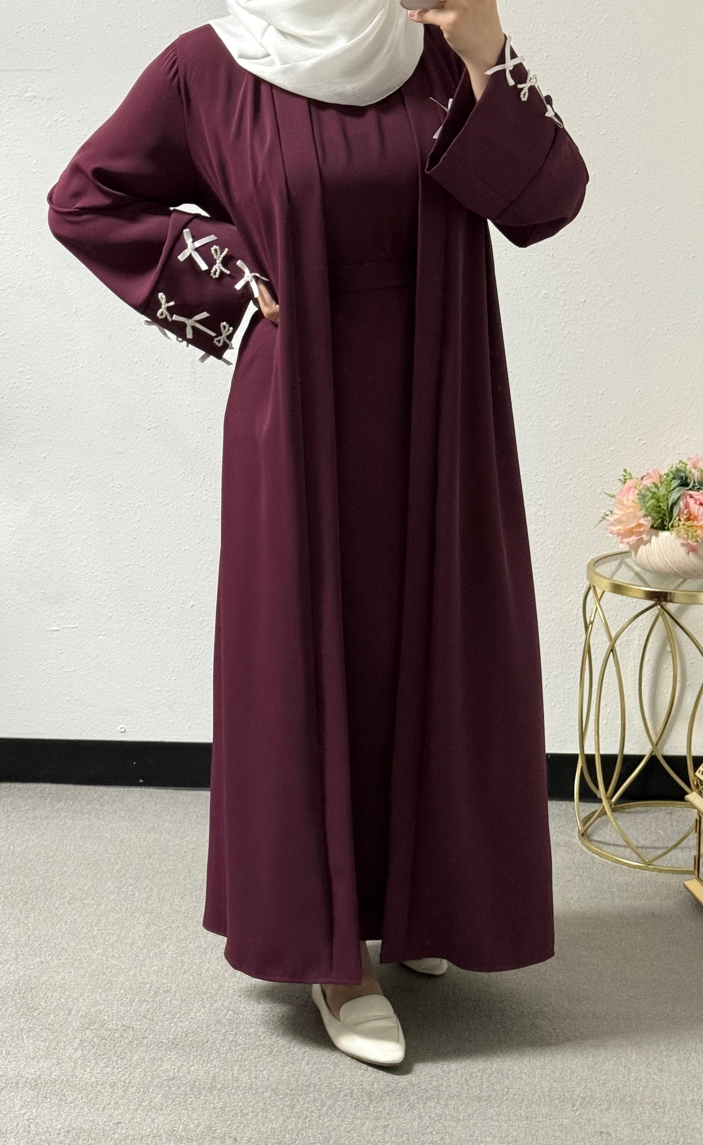 Two piece bow abaya