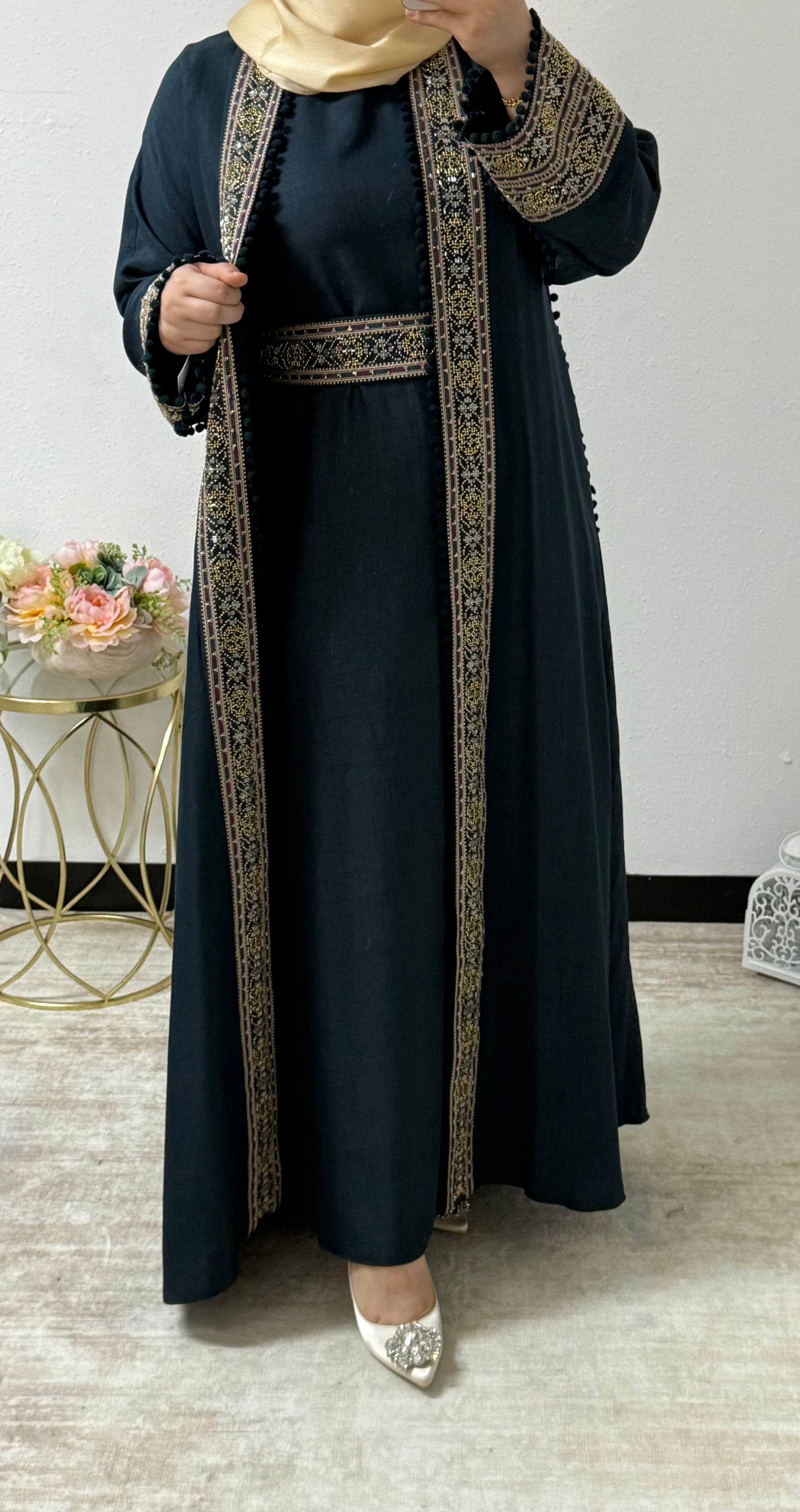 Festive Eid Embroidered Abaya Set